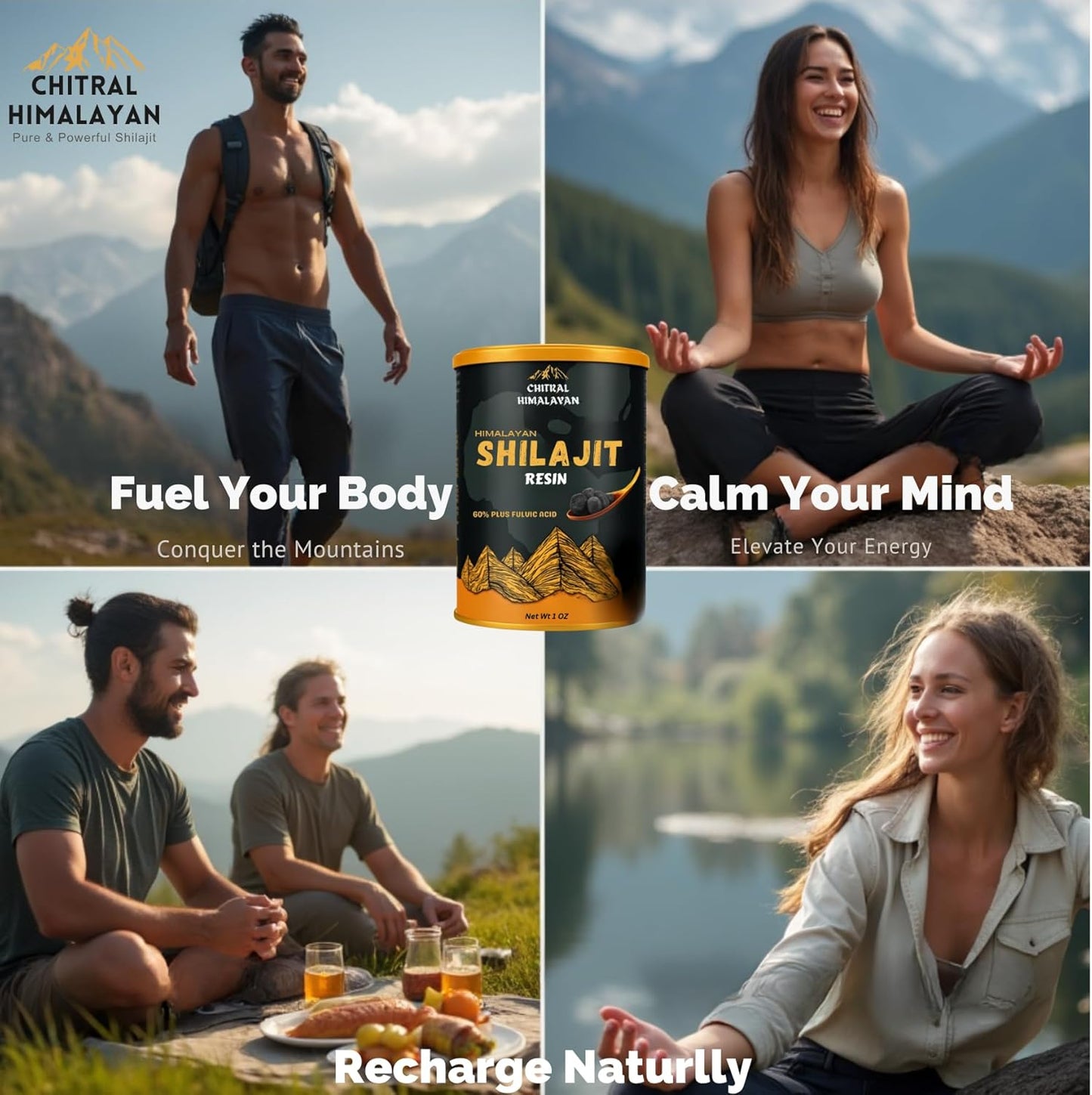 Premium Chitral Himalayan Shilajit Resin - Authentic Gold-Graded Organic Supplement for Men & Women - 1 oz