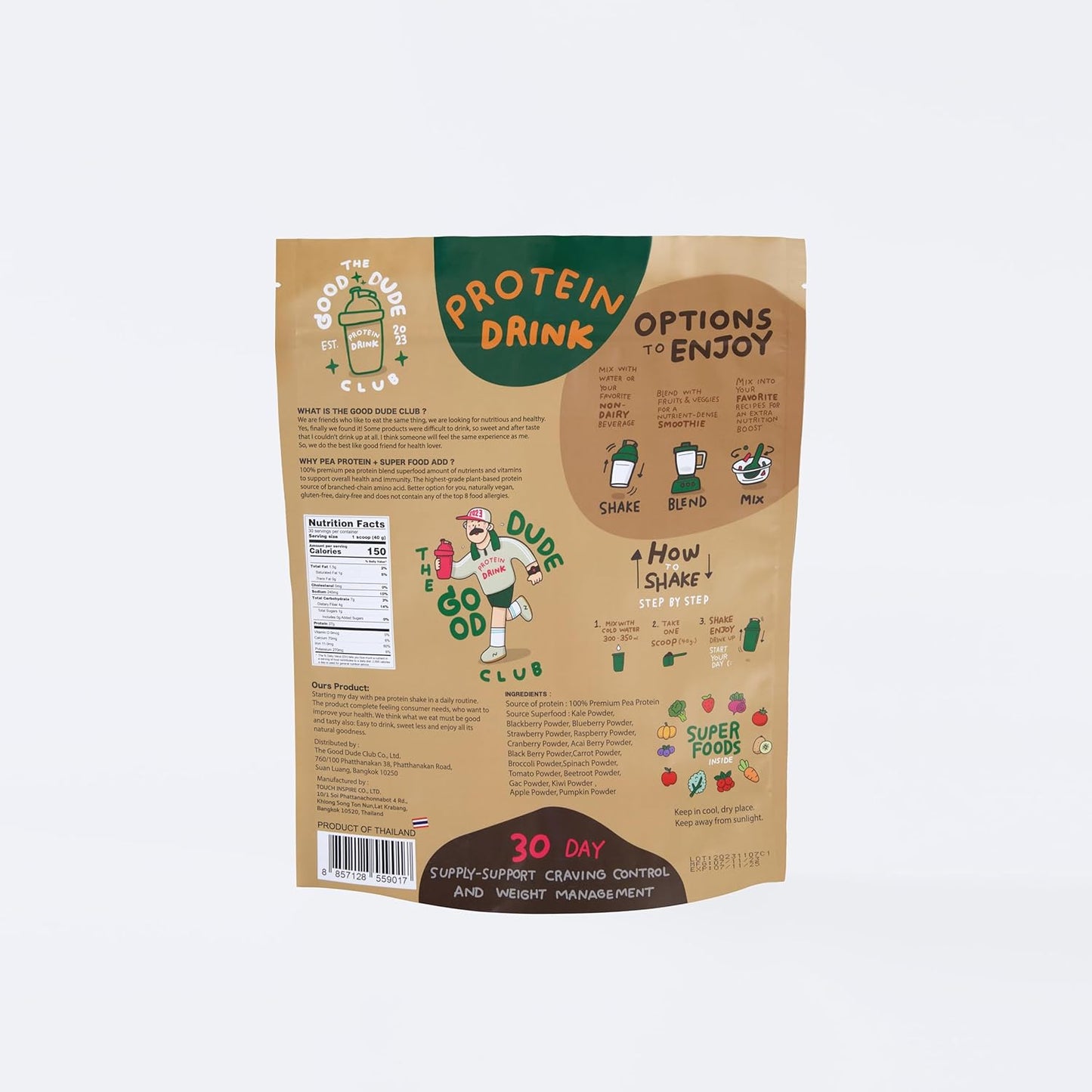 Premium Chocolate Pea Protein Powder with BCAAs, Vitamins & Minerals - Vegan Friendly, Gluten & Dairy Free, No Added Sugar - Easy to Digest