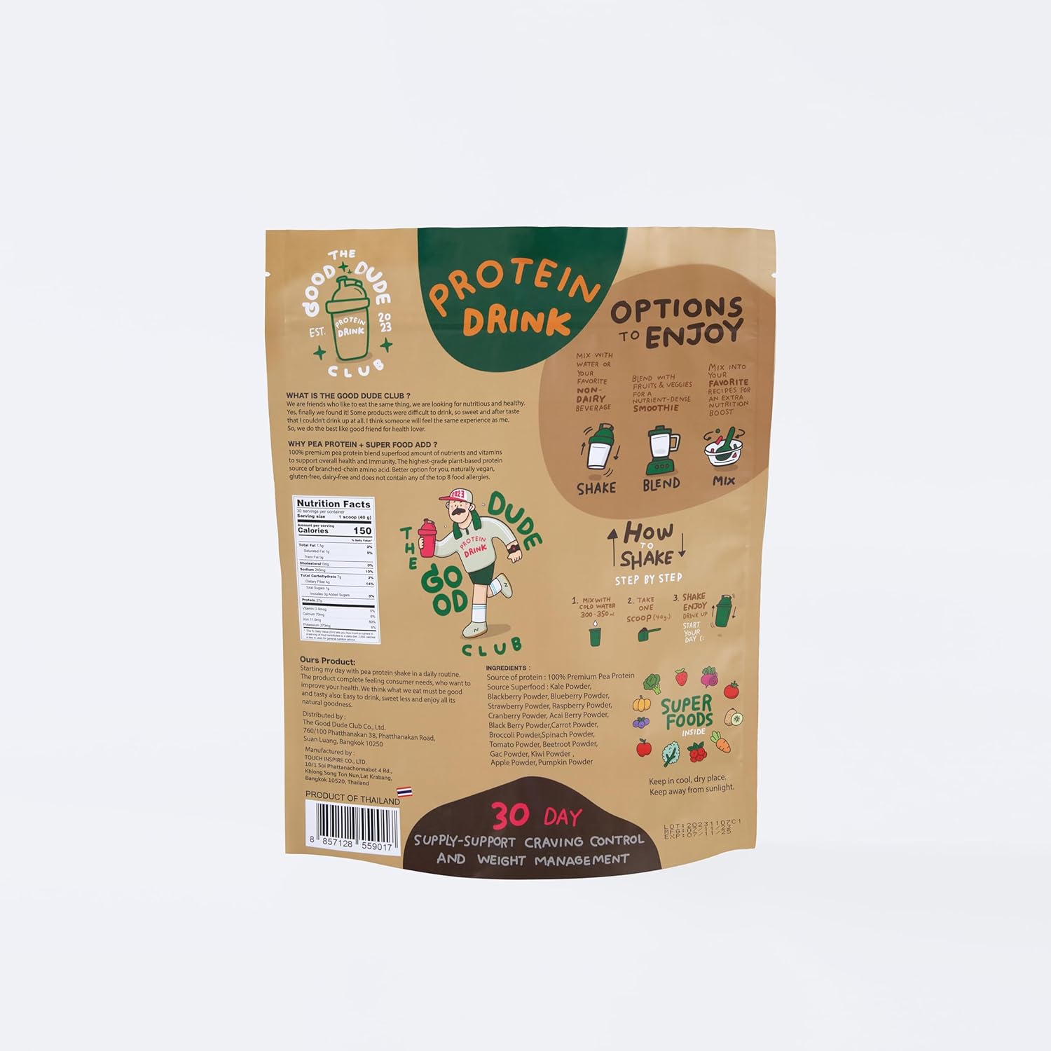 Premium Chocolate Pea Protein Powder with BCAAs, Vitamins & Minerals - Vegan Friendly, Gluten & Dairy Free, No Added Sugar - Easy to Digest