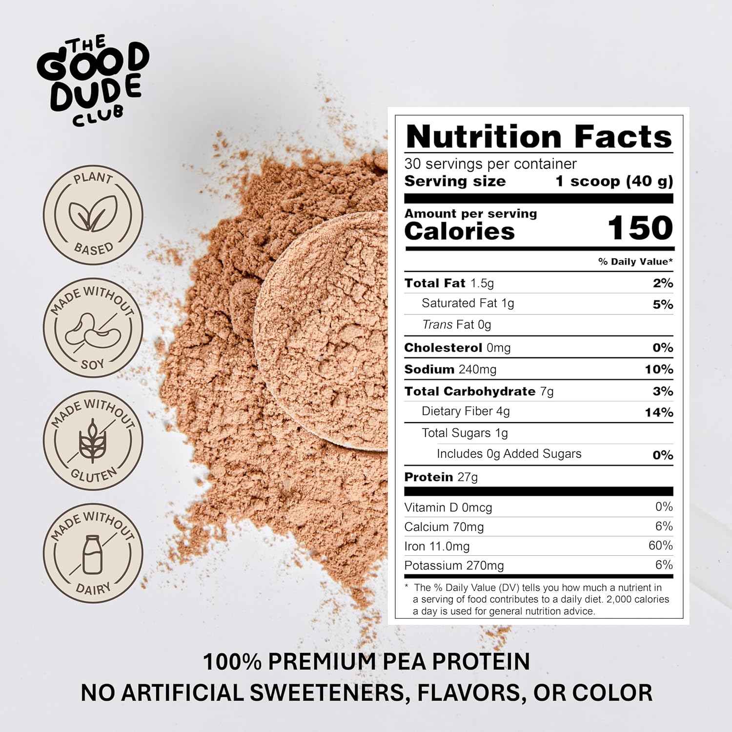 Premium Chocolate Pea Protein Powder with BCAAs, Vitamins & Minerals - Vegan Friendly, Gluten & Dairy Free, No Added Sugar - Easy to Digest