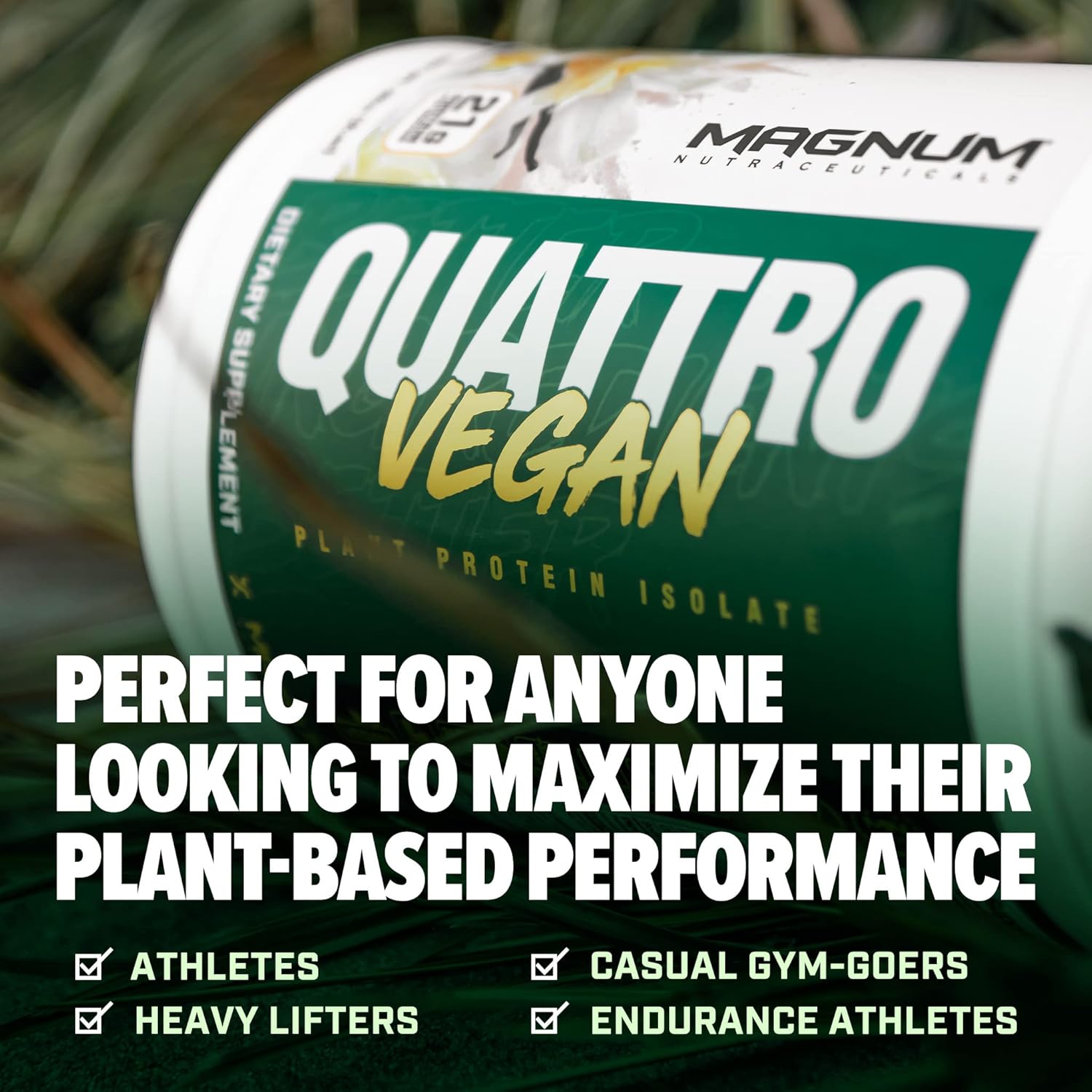 Premium Chocolate Vegan Protein Powder for Muscle Growth & Recovery - Magnum Nutraceuticals Quattro 2lb Plant-Based Isolate