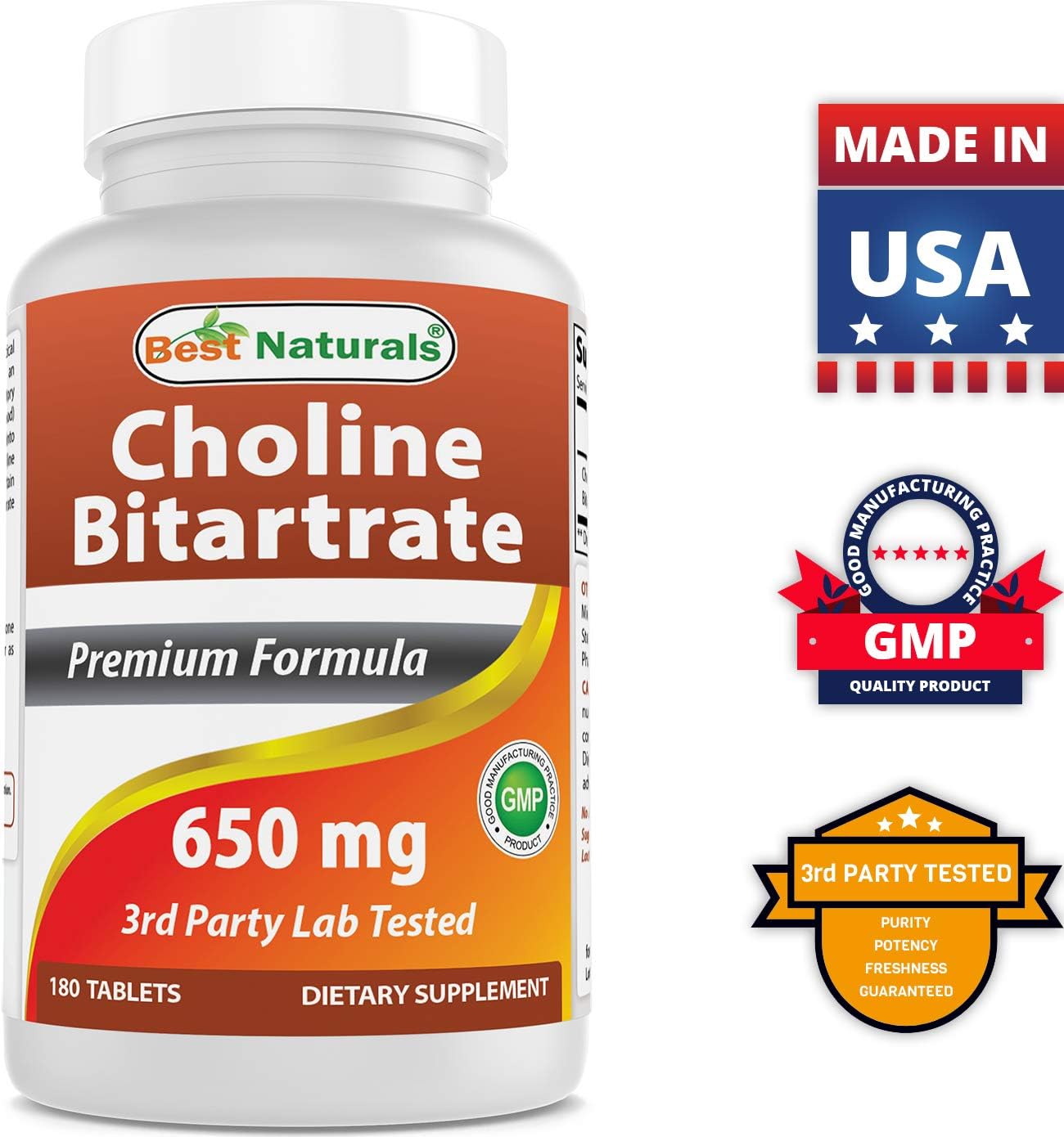 Premium Choline Bitartrate 650mg and L-Theanine 200mg Supplement for Enhanced Cognitive Function
