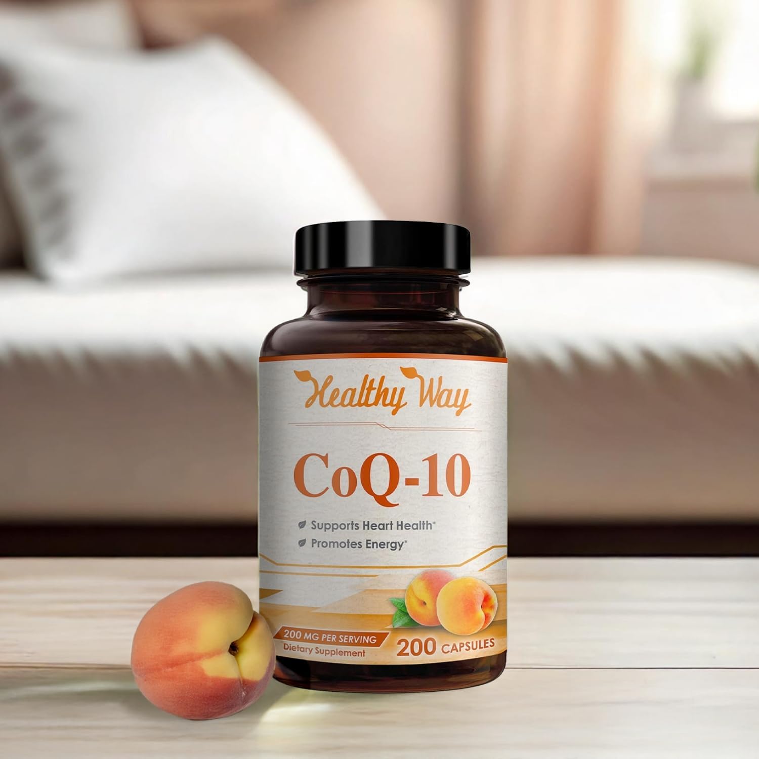 Premium Coenzyme Q10 200mg Capsules for Heart Health & Energy Support - Non-GMO Ubiquinone CoQ10 Supplement - 200 Count Pack for Daily Antioxidant Boost & Quick Absorption Formula