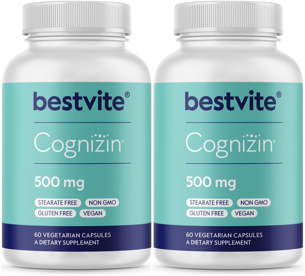 Premium Cognizin 500mg Brain Supplement - 120 Vegan Capsules for Memory & Focus - Choline Nootropic - Non GMO & Gluten Free