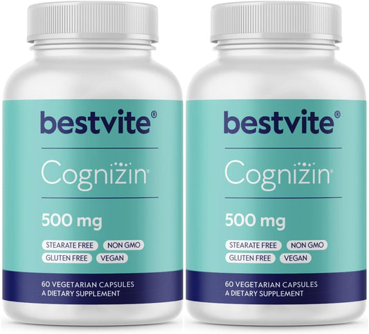 Premium Cognizin 500mg Brain Supplement - 120 Vegan Capsules for Memory & Focus - Choline Nootropic - Non GMO & Gluten Free