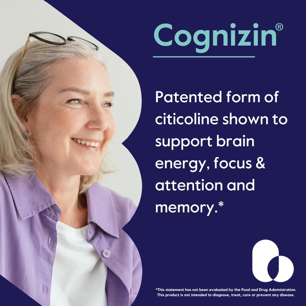 Premium Cognizin 500mg Brain Supplement - 120 Vegan Capsules for Memory & Focus - Choline Nootropic - Non GMO & Gluten Free