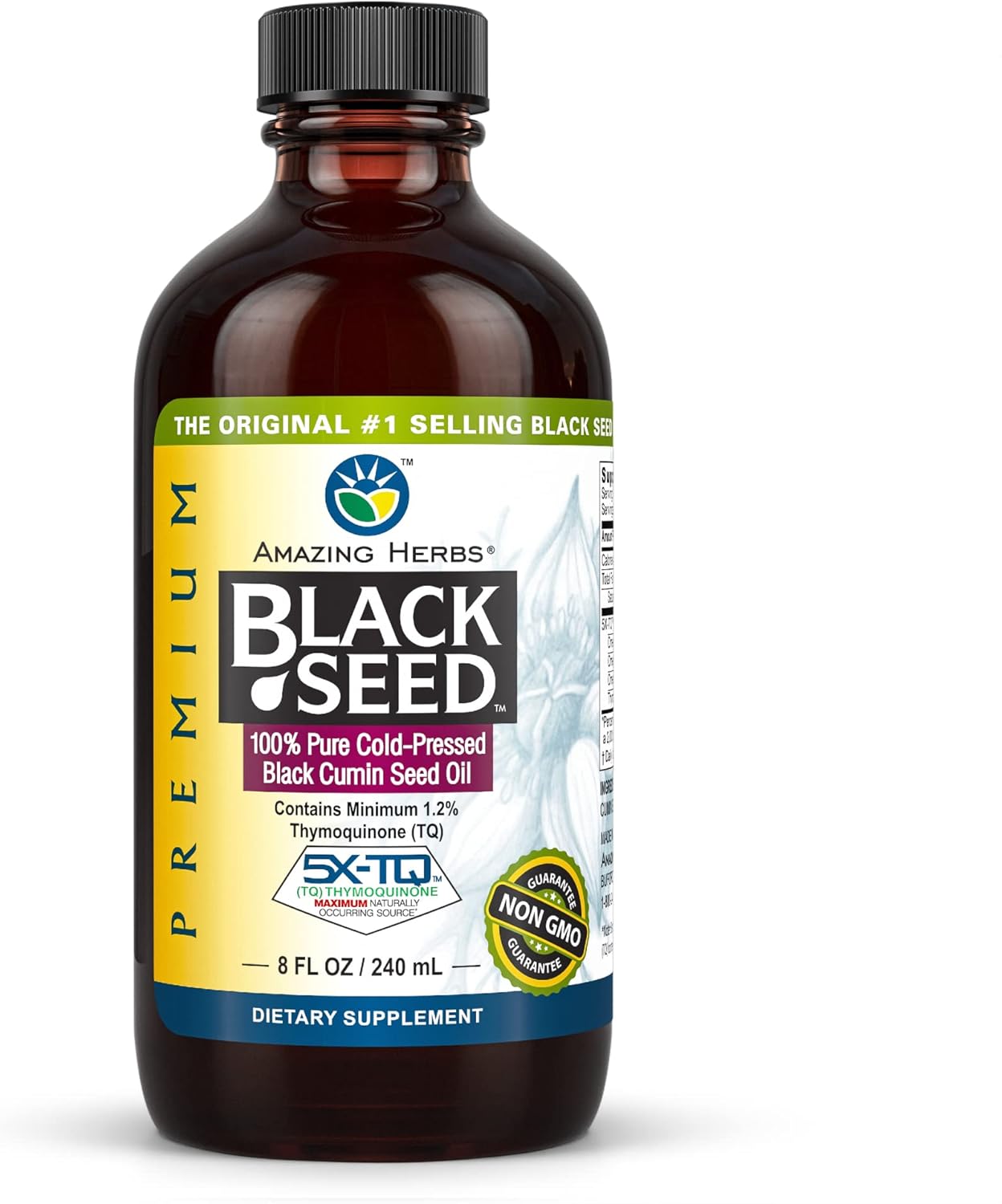Premium Cold Pressed Black Seed Oil for Digestive Health, Immune Support, and Brain Function - 8 Fl Oz - Gluten Free & Non GMO - Nigella Sativa