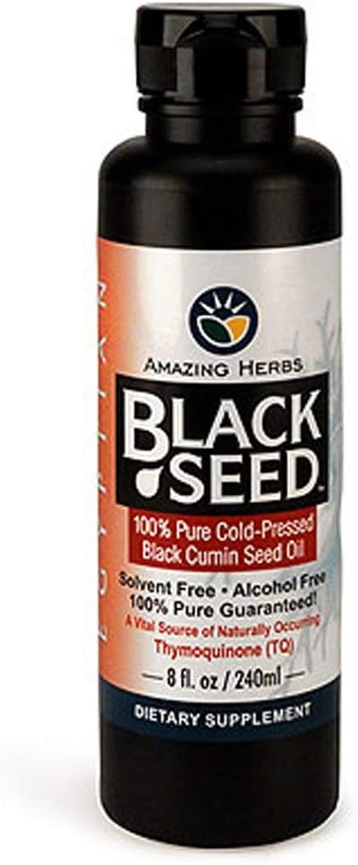 Premium Cold Pressed Egyptian Black Seed Oil - 8 Fl Oz - Gluten Free, Non GMO - Promotes Digestive Health, Immune Support, and Brain Function