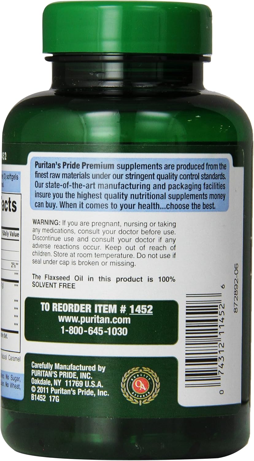 Premium Cold Pressed Flax Oil Softgels with Omega-3, 6 & 9 - 120ct