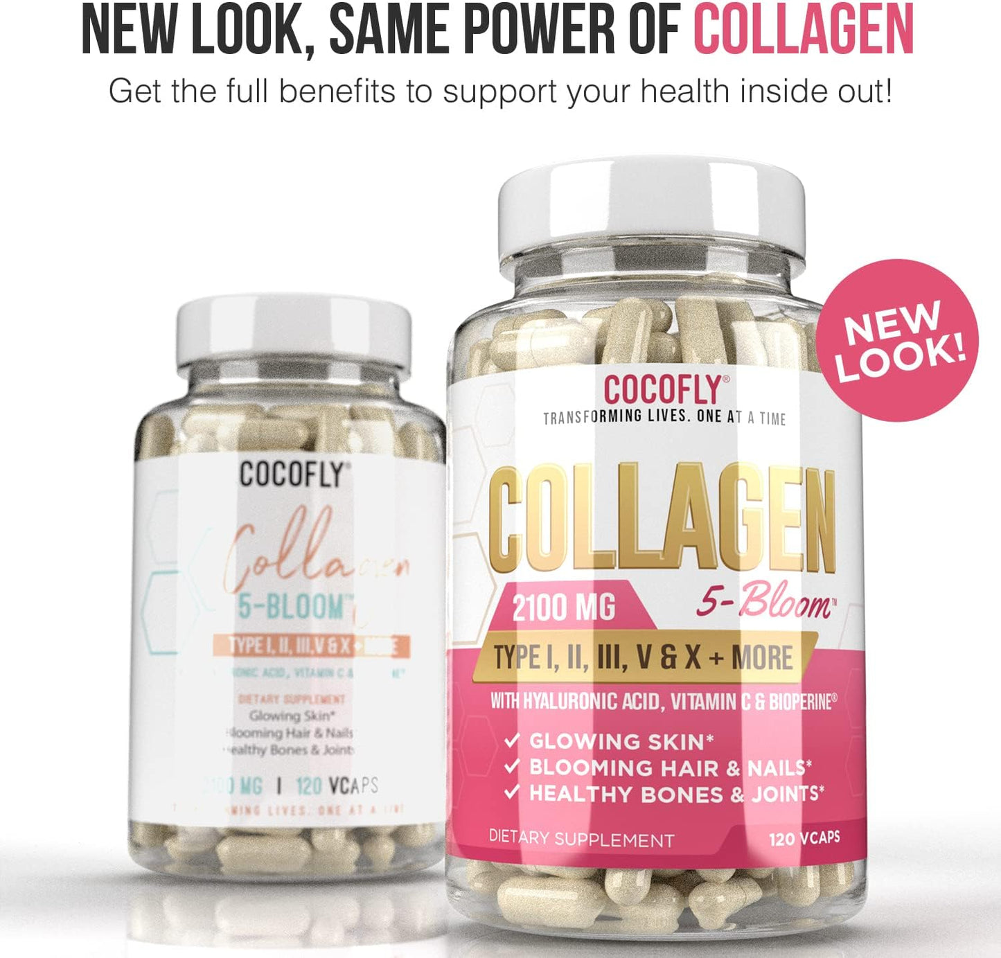 Premium Collagen Pills for Women - 120 Capsules, 2100mg Hydrolyzed Collagen, Grass Fed Supplements with Hyaluronic Acid, Vitamin C, Bioperine - Anti-Aging Support for Skin and Hair