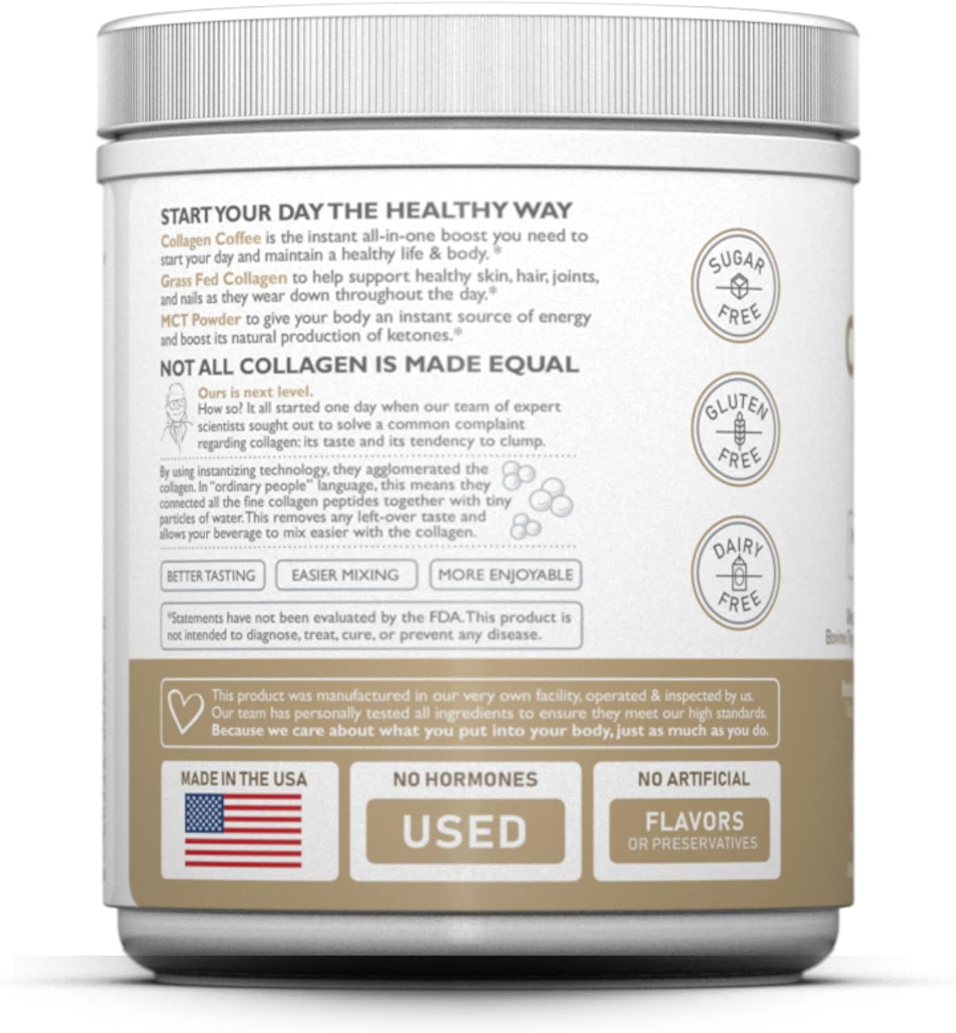 Premium Colombian Coffee Infused Nutracollagen Peptide Protein Powder with MCT Coconut Oil - Keto Friendly, Grass-Fed, Soy and Gluten Free