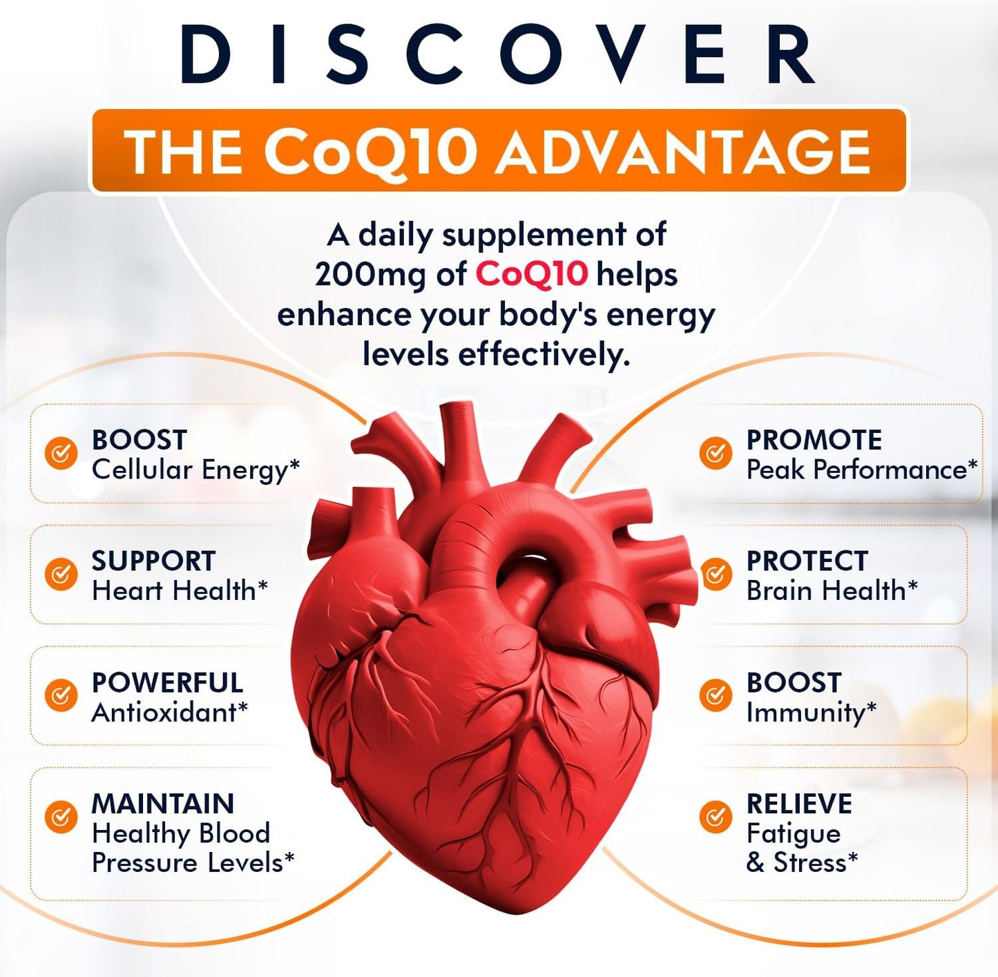 Premium CoQ10 200mg Softgels for Heart Health & Energy - Antioxidant Formula with Enhanced Absorption - Non-GMO - 100 Count