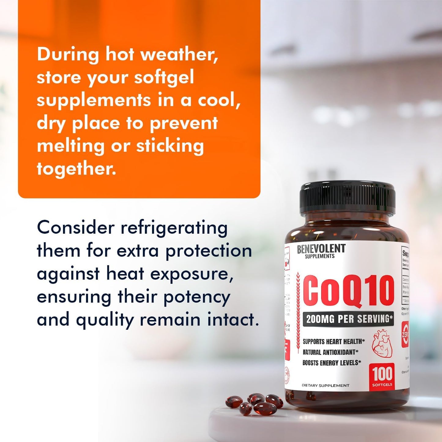 Premium CoQ10 200mg Softgels for Heart Health & Energy - Antioxidant Formula with Enhanced Absorption - Non-GMO - 100 Count