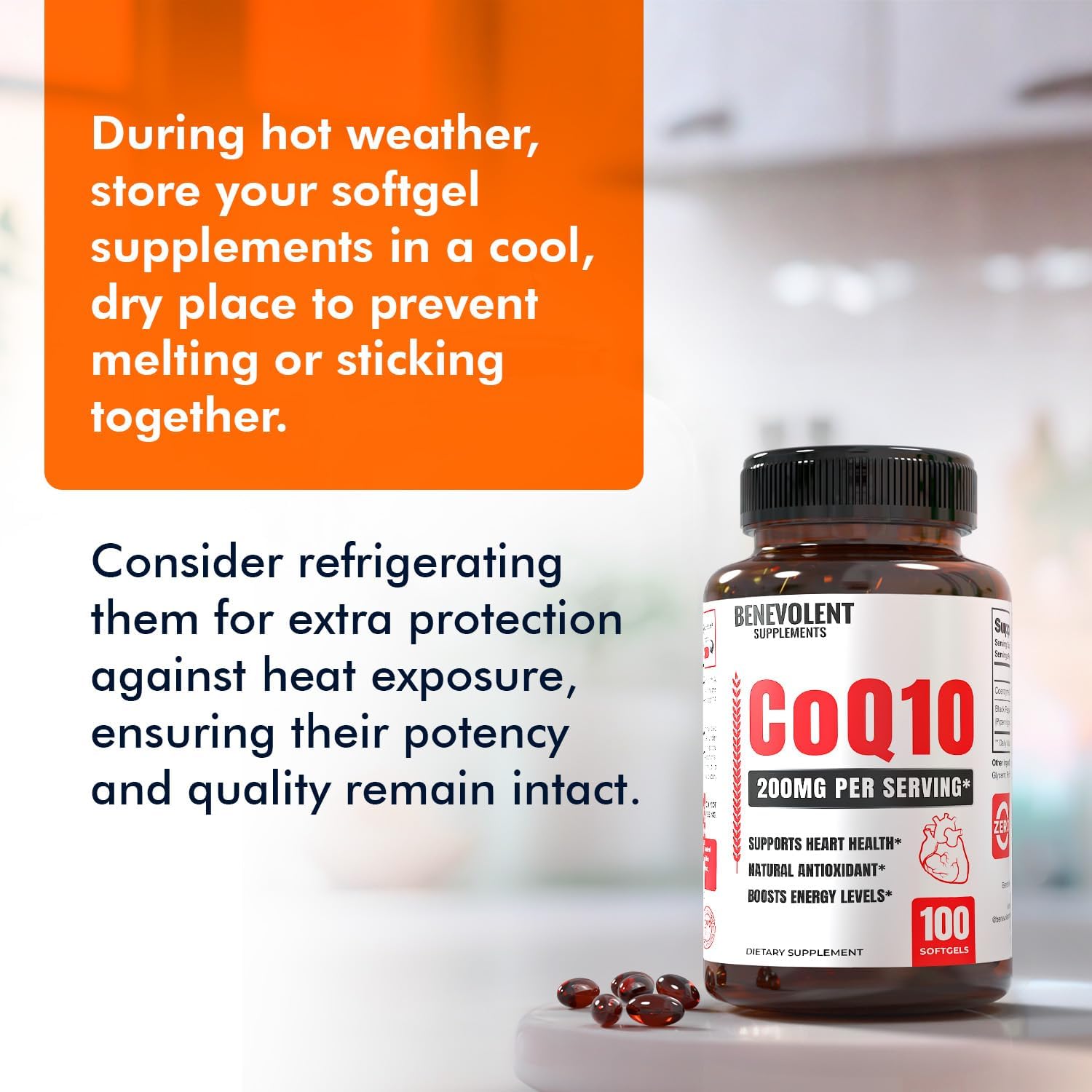 Premium CoQ10 200mg Softgels for Heart Health & Energy - Antioxidant Formula with Enhanced Absorption - Non-GMO - 100 Count