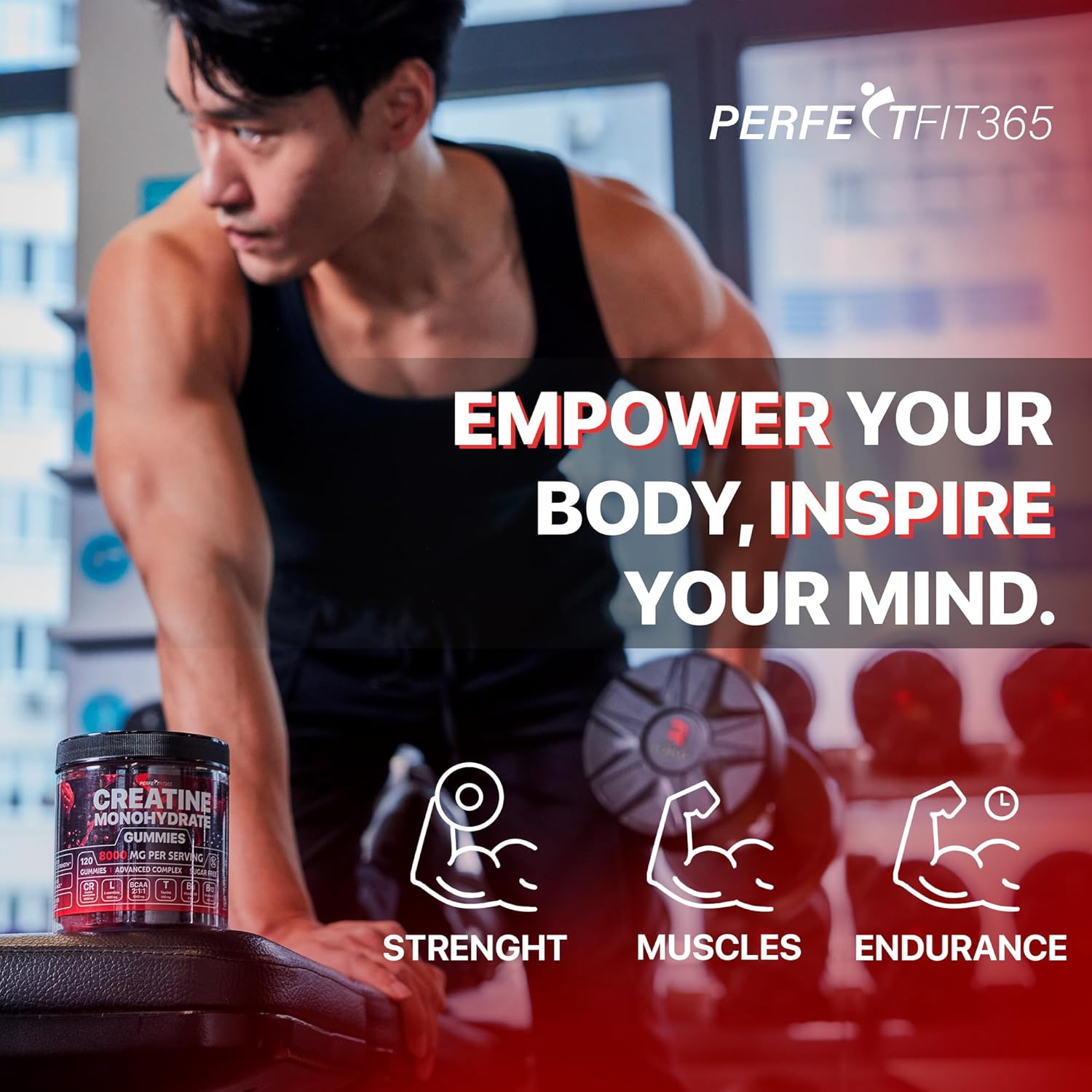 Premium Creatine Gummies with L-Carnitine & Taurine - Raspberry Blackberry Flavor - 120 Count - Ideal Pre Workout Supplement for Men and Women