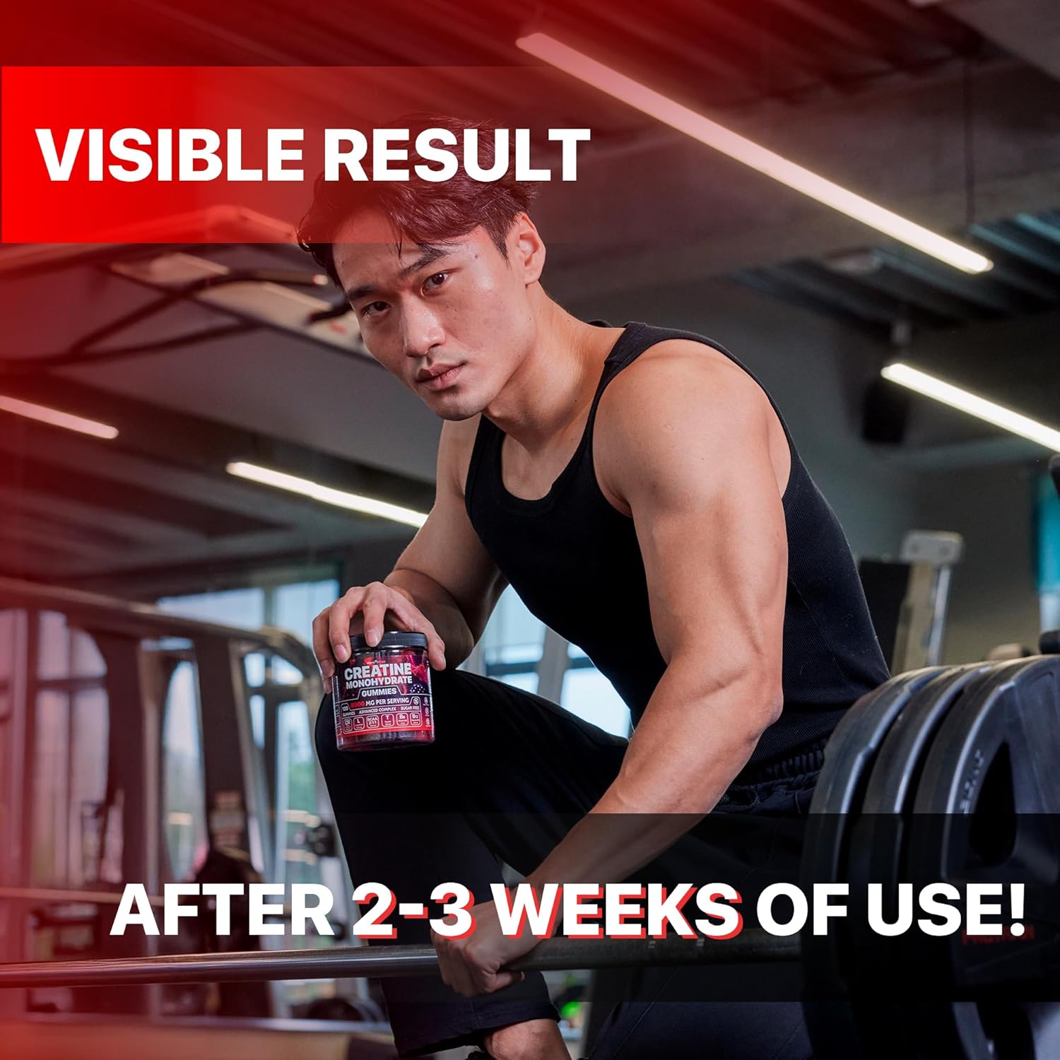 Premium Creatine Gummies with L-Carnitine & Taurine - Raspberry Blackberry Flavor - 120 Count - Ideal Pre Workout Supplement for Men and Women