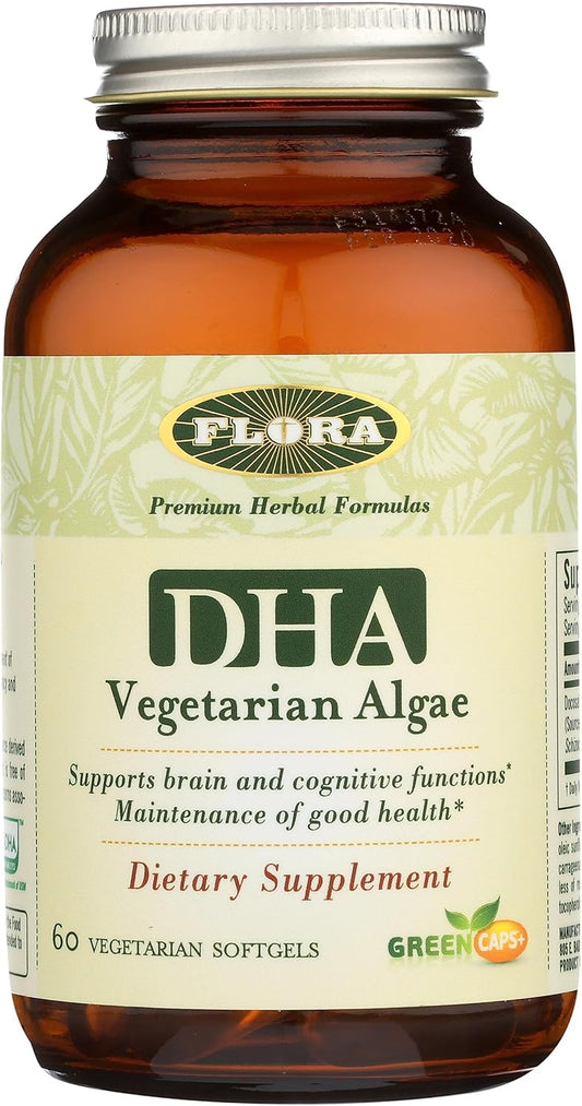 Premium DHA Vegetarian Algae GreenCaps for Brain Support - 60 Softgels, Gluten-Free, Non-GMO