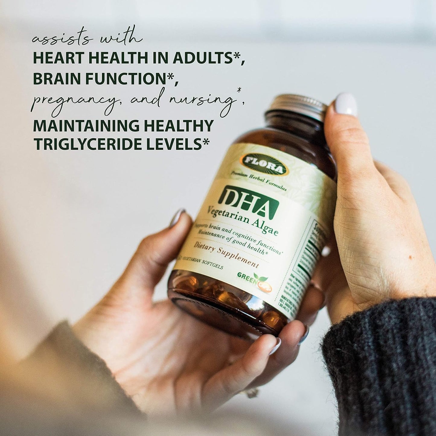 Premium DHA Vegetarian Algae GreenCaps for Brain Support - 60 Softgels, Gluten-Free, Non-GMO