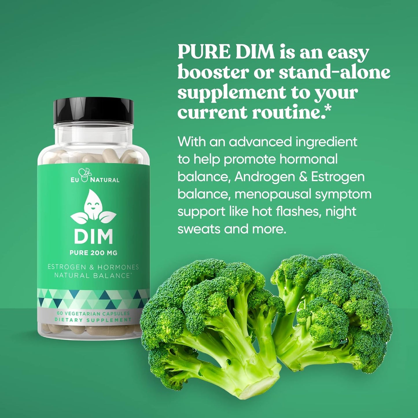 Premium DIM Supplement 200mg for Hormone Balance in Women & Men - Supports Energy, Stress & Menopause - Enhanced with BioPerine - 60 Vegan Capsules