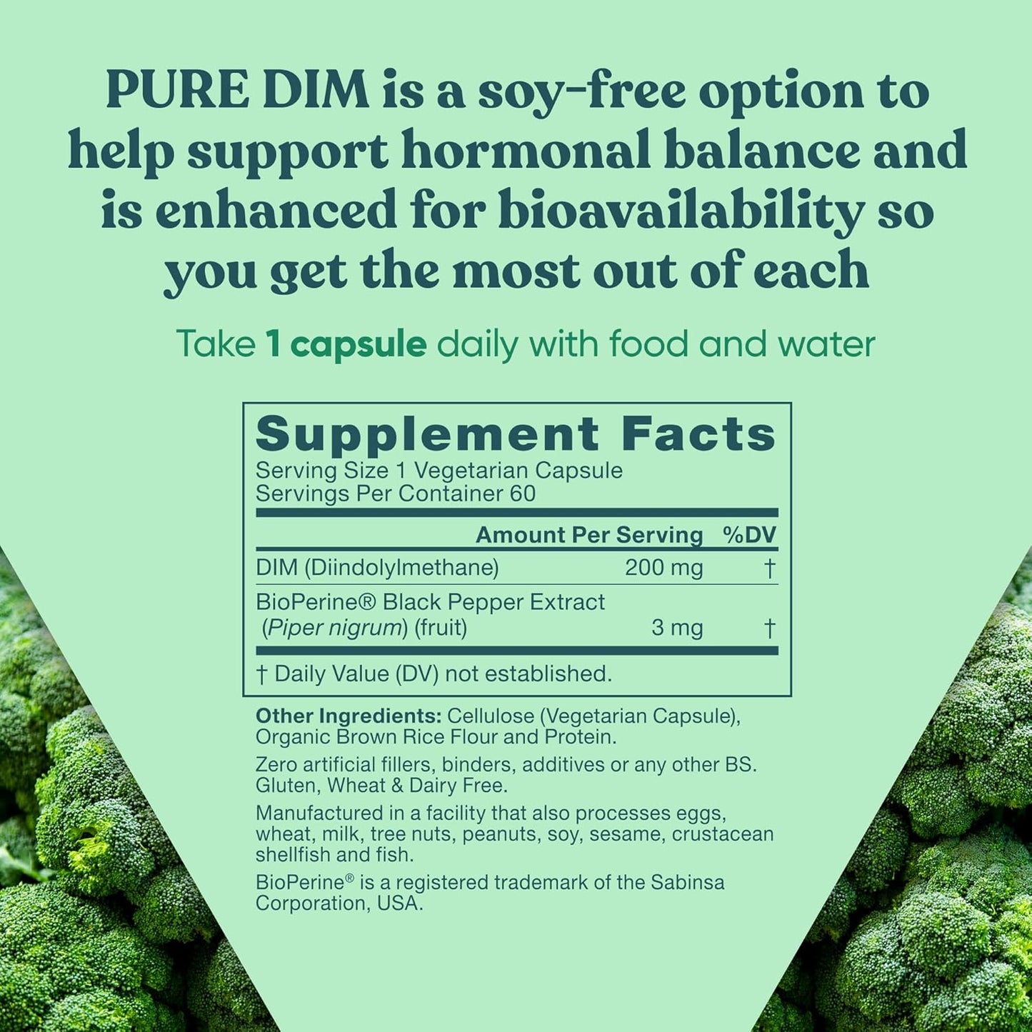 Premium DIM Supplement 200mg for Hormone Balance in Women & Men - Supports Energy, Stress & Menopause - Enhanced with BioPerine - 60 Vegan Capsules