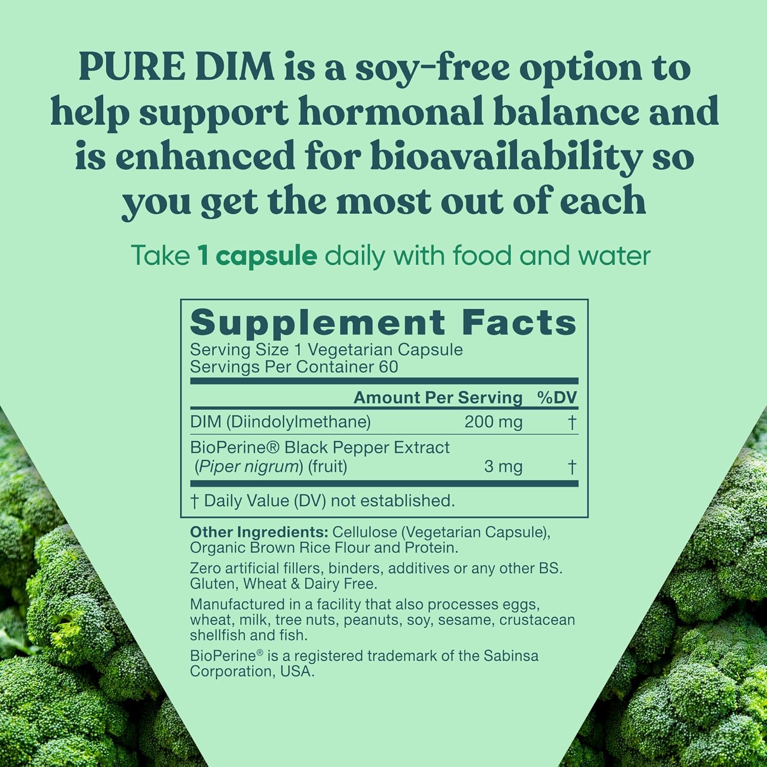 Premium DIM Supplement 200mg for Hormone Balance in Women & Men - Supports Energy, Stress & Menopause - Enhanced with BioPerine - 60 Vegan Capsules