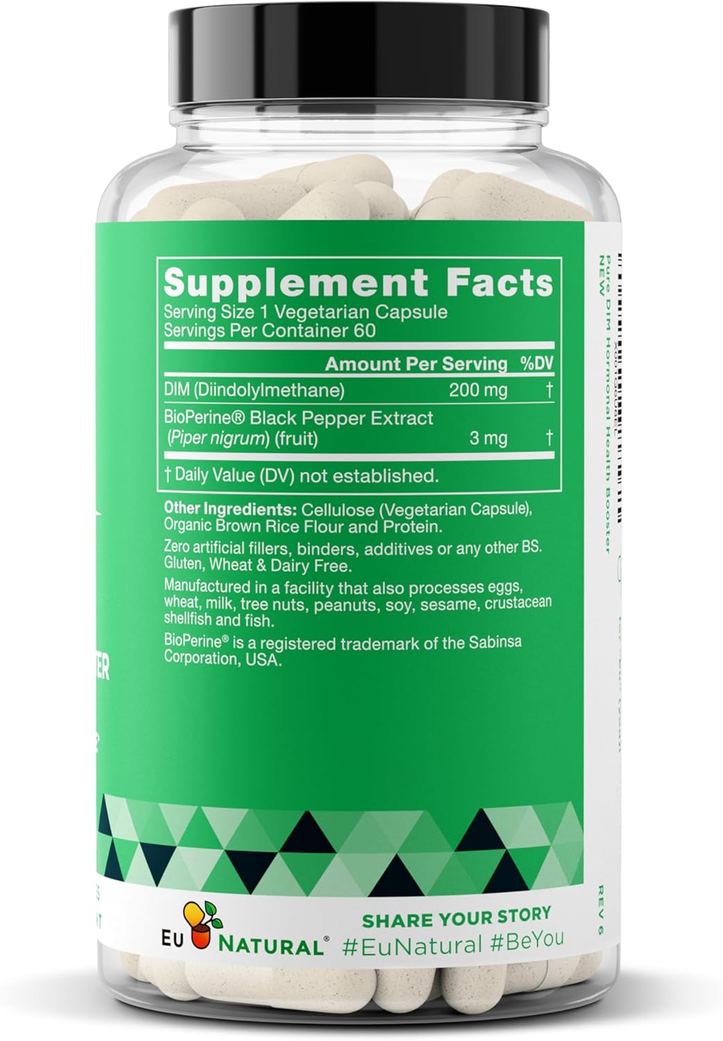 Premium DIM Supplement 200mg for Hormone Balance in Women & Men - Supports Energy, Stress & Menopause - Enhanced with BioPerine - 60 Vegan Capsules