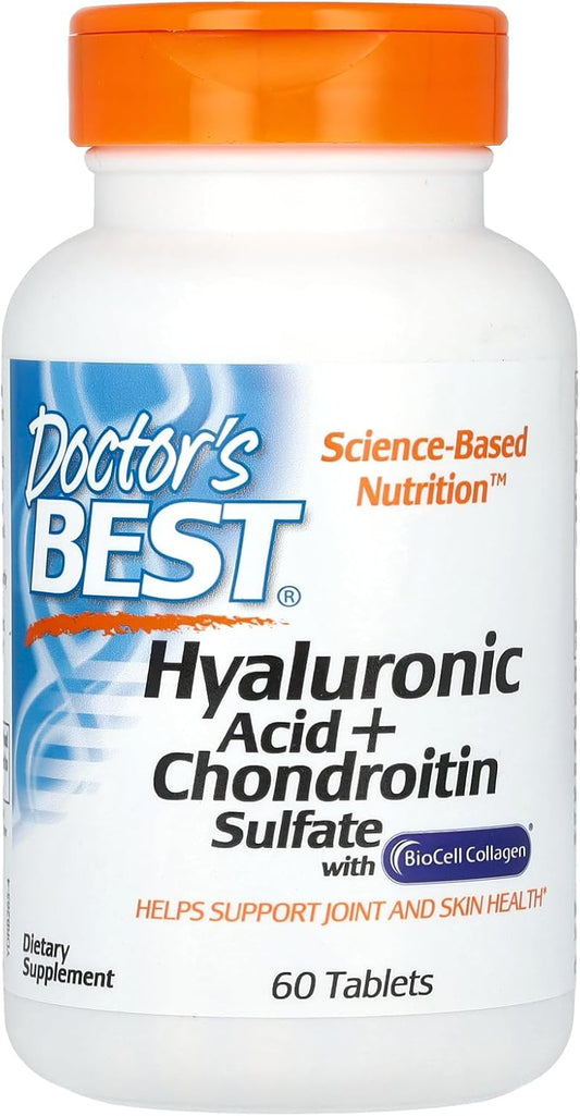 Premium Doctor's Best Hyaluronic Acid with Chondroitin Sulfate and BioCell Collagen for Joint Support - Non-GMO and Gluten Free
