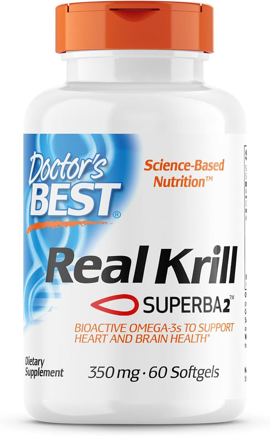 Premium Doctor's Best Real Krill Oil Supplements - 350mg, 60 Softgels
