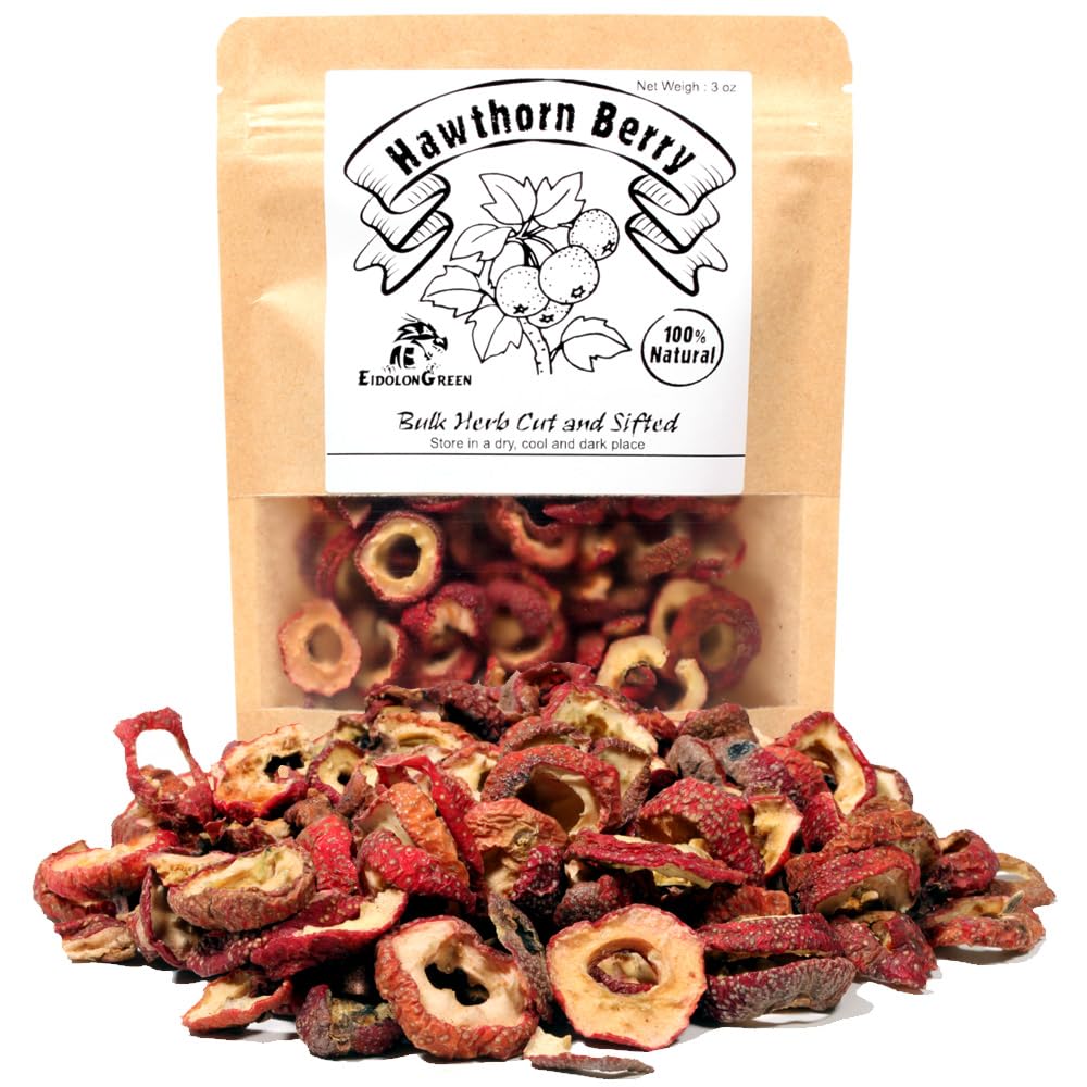 Premium EidolonGreen Chinese Medicinal Herb Hawthorn Berry (Shanzha) - Dried Bulk Herb 3 Oz (88 g) - High Quality Harvested Fruit