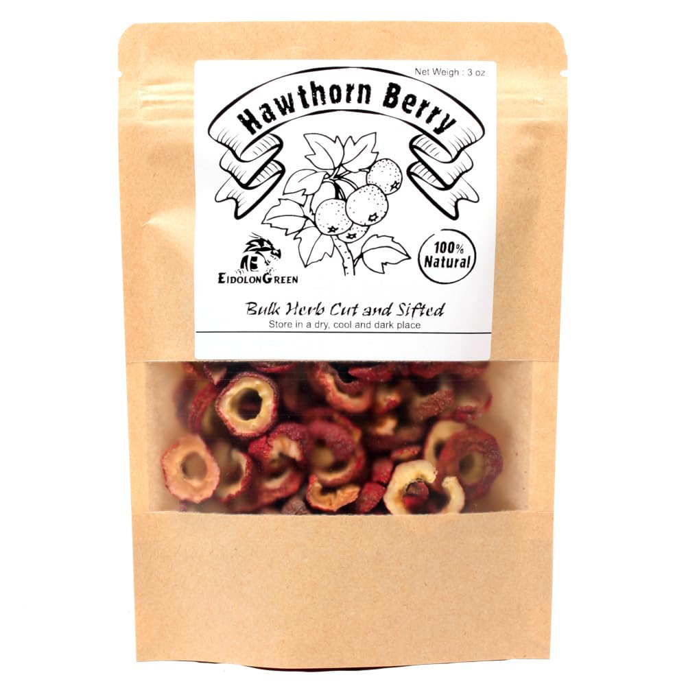 Premium EidolonGreen Chinese Medicinal Herb Hawthorn Berry (Shanzha) - Dried Bulk Herb 3 Oz (88 g) - High Quality Harvested Fruit