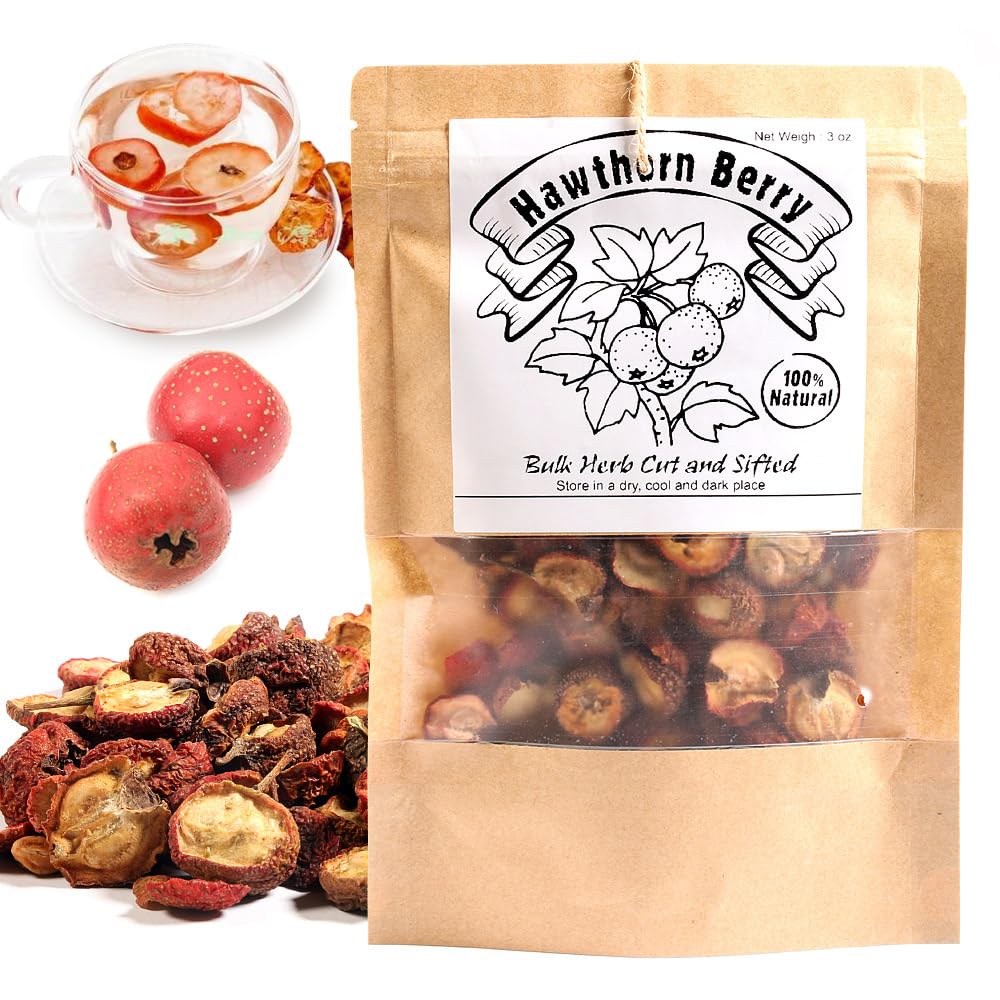 Premium EidolonGreen Chinese Medicinal Herb Hawthorn Berry (Shanzha) - Dried Bulk Herb 3 Oz (88 g) - High Quality Harvested Fruit