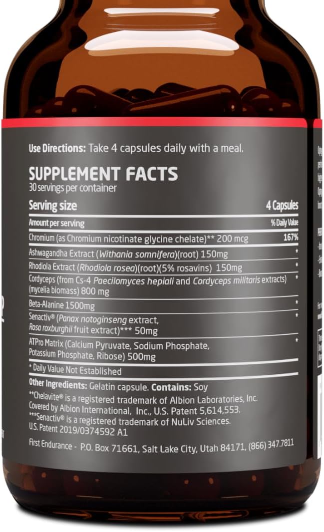 Premium Endurance Supplement - Boost Power, Increase Performance, Improve Oxygen Utilization | 120 Capsules | FIRST ENDURANCE OptygenHP