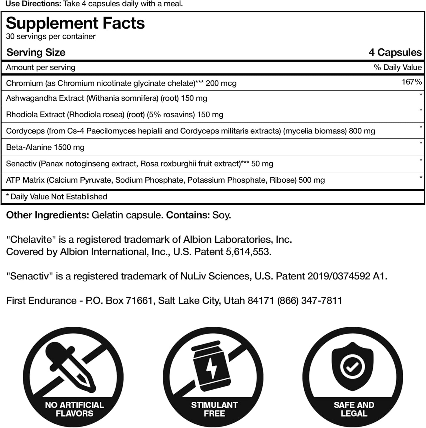 Premium Endurance Supplement - Boost Power, Increase Performance, Improve Oxygen Utilization | 120 Capsules | FIRST ENDURANCE OptygenHP