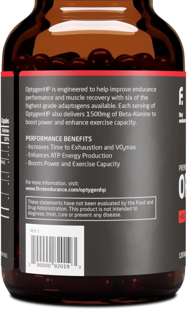 Premium Endurance Supplement - Boost Power, Increase Performance, Improve Oxygen Utilization | 120 Capsules | FIRST ENDURANCE OptygenHP