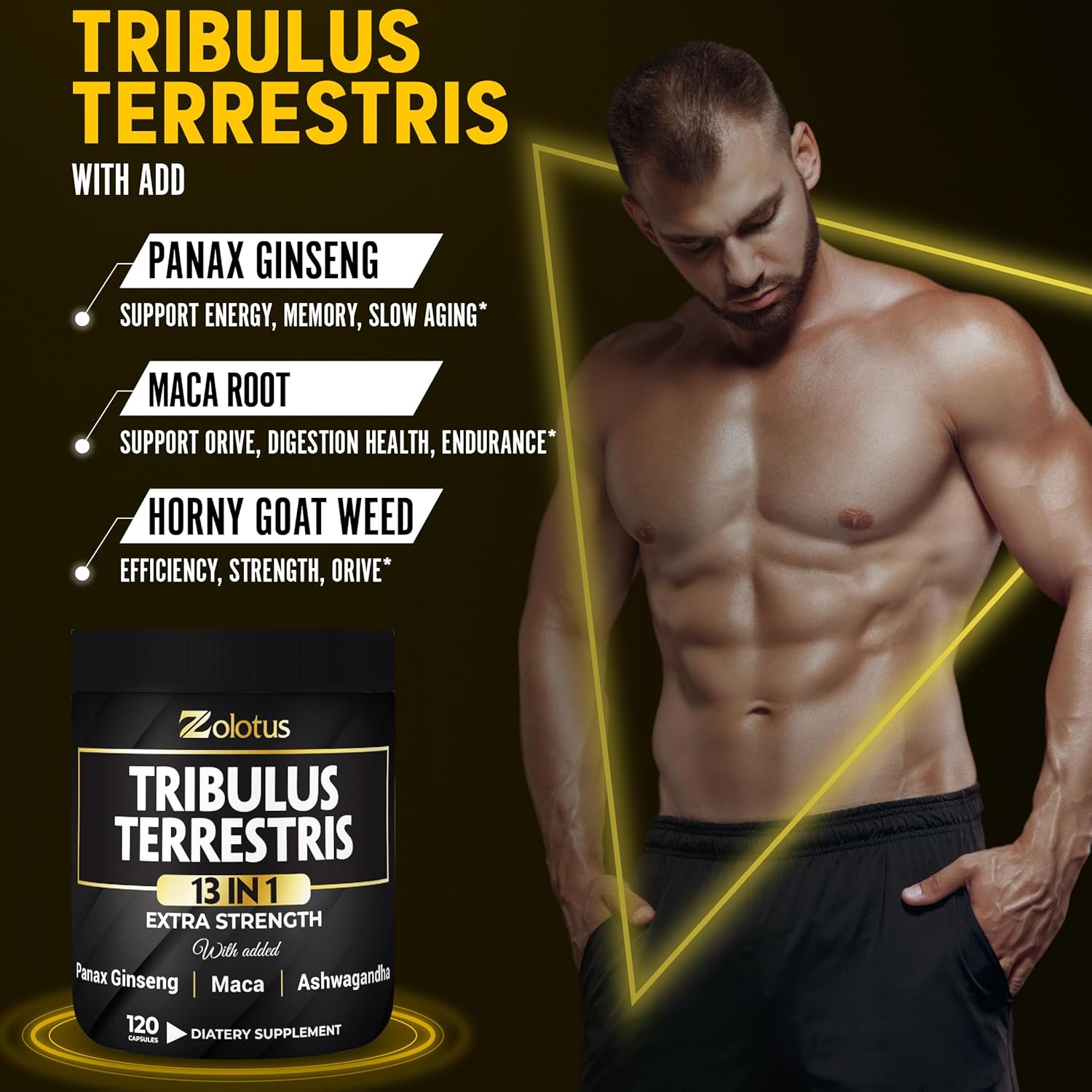 Premium Energy & Stamina Supplement Capsules with 13 Powerful Ingredients for Men & Women - Tribulus Terrestris, Maca, Horny Goat Weed, Panax Ginseng, Saw Palmetto, Tongkat Ali, Shilajit - 120 Count