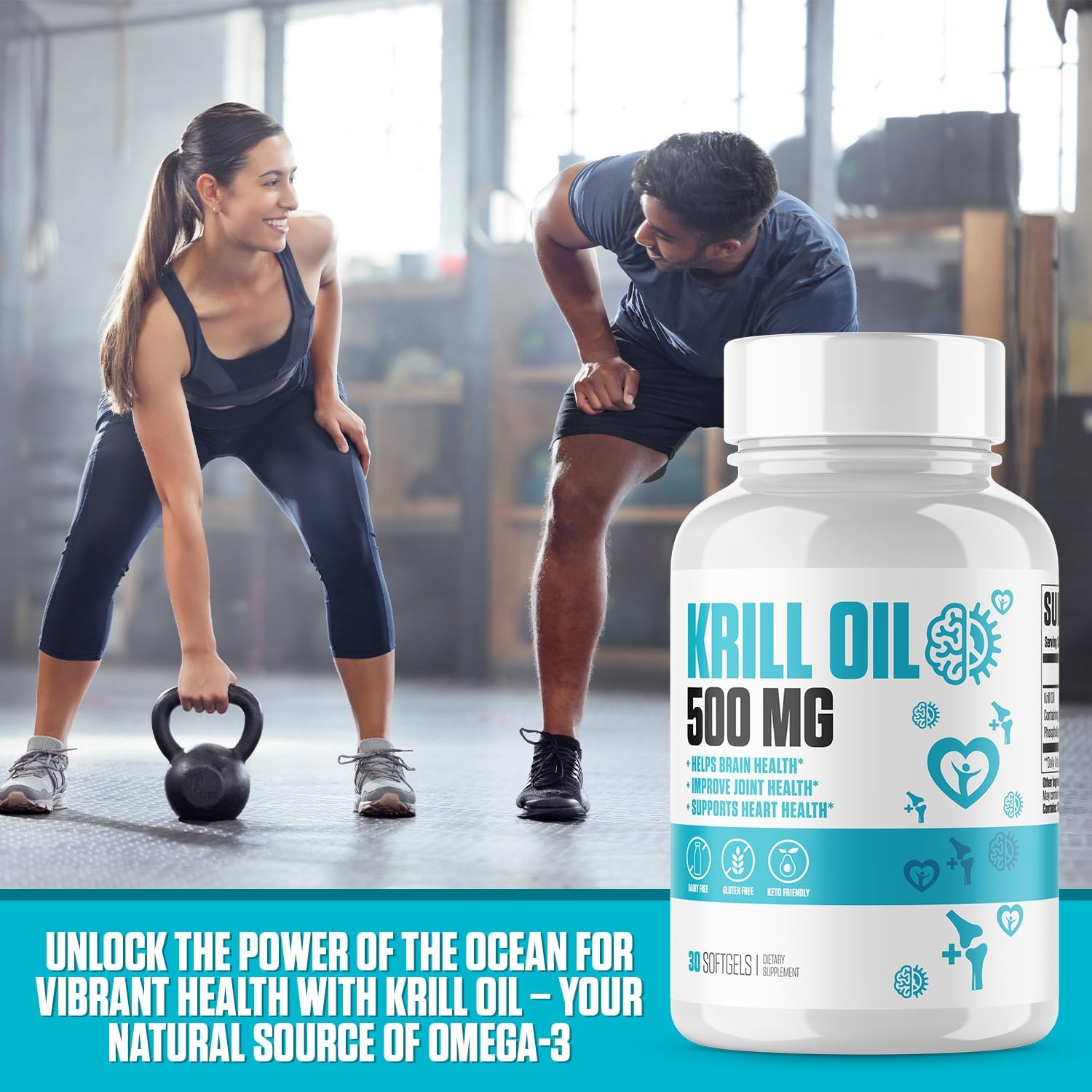 Premium EPN Krill Oil Softgels with Phospholipids, EPA, DHA, Astaxanthin - Brain, Joint, Heart Health - Sustainable Source - 30 Softgels