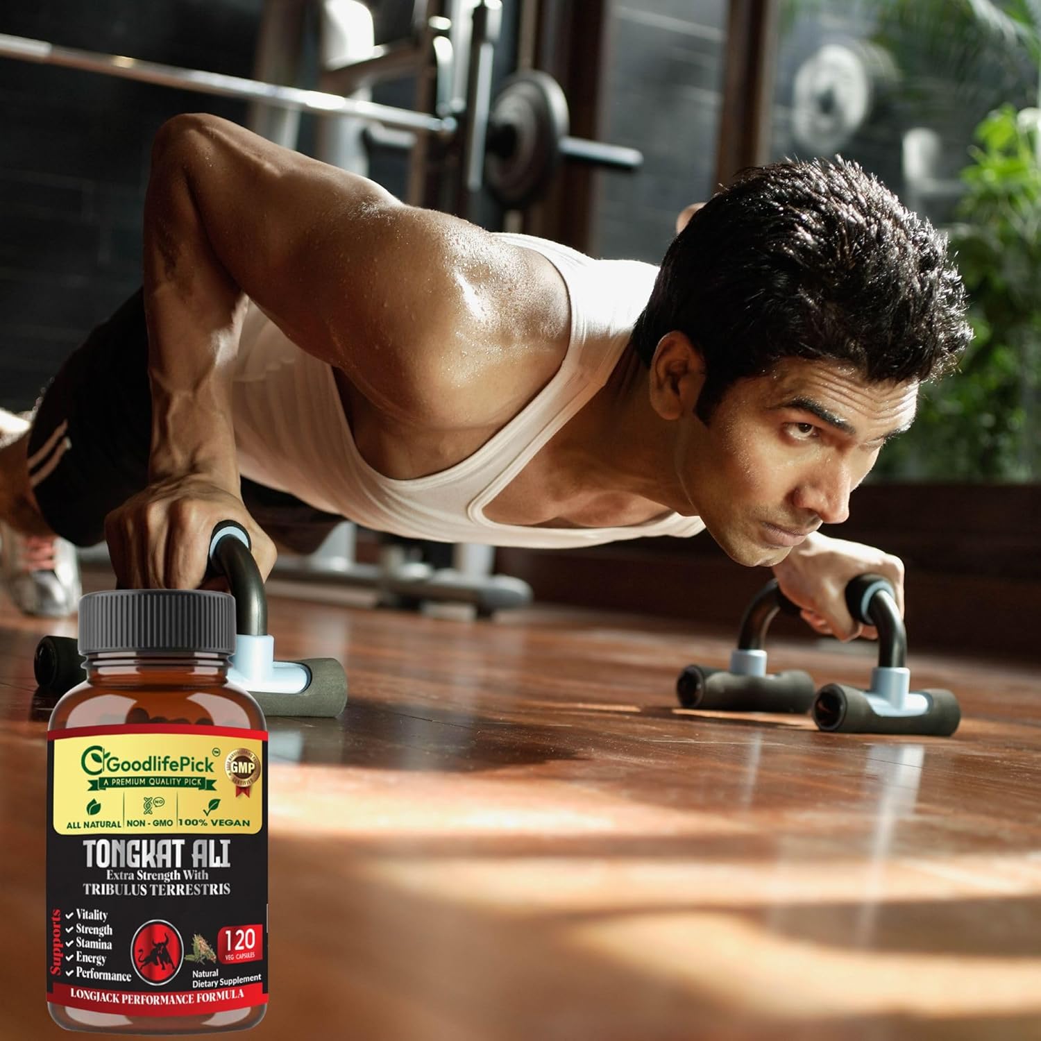 Premium Extra Strength Tongkat Ali with Tribulus Terrestris - 100:1 Longjack Extract in 120 Vegan Capsules for Men - All Natural, Non-GMO