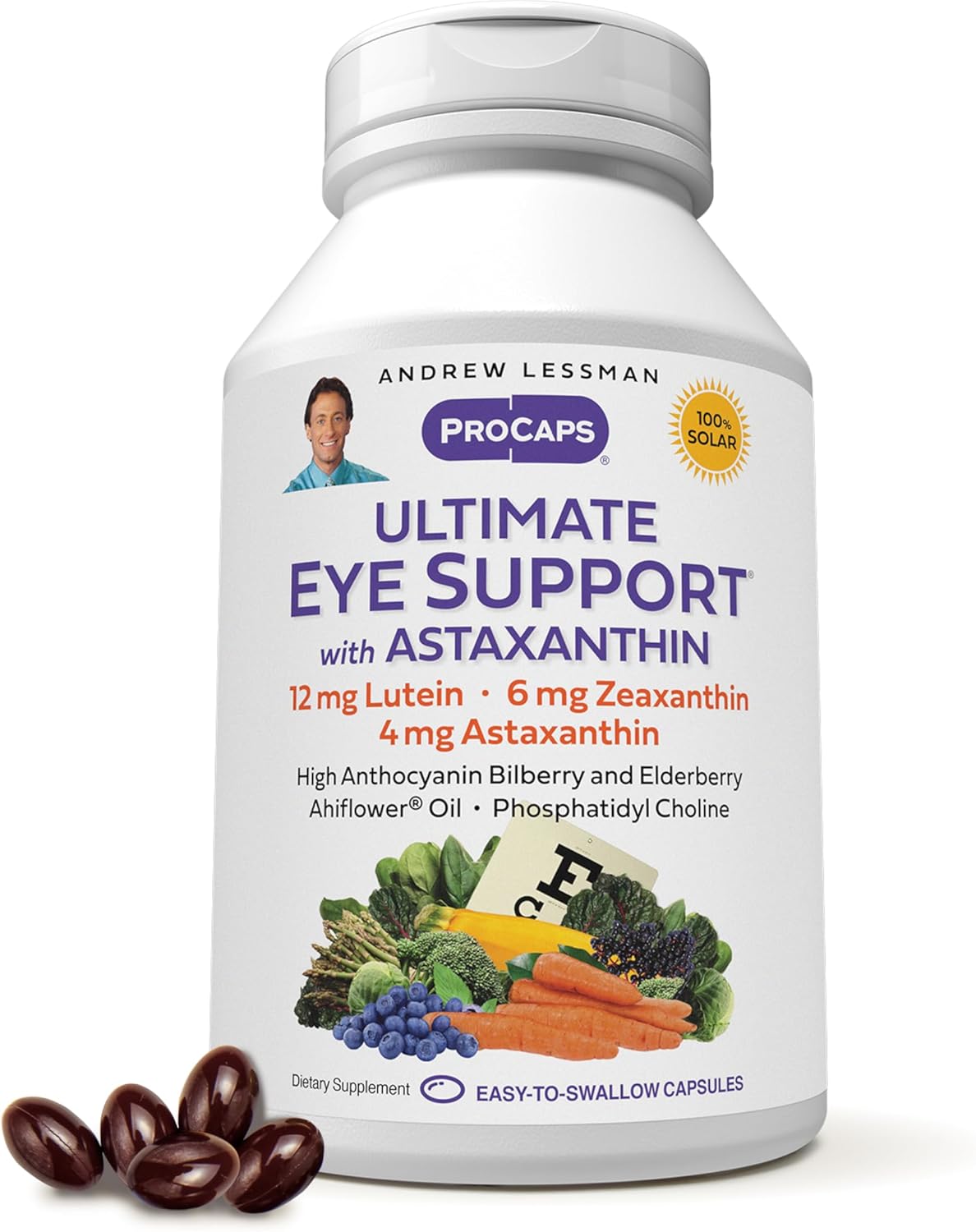 Premium Eye Health Supplement with Astaxanthin - 180 Softgels, 12mg Lutein, 6mg Zeaxanthin, 4mg Astaxanthin, Bilberry. Boost Eye Health and Vision Naturally, No Additives.