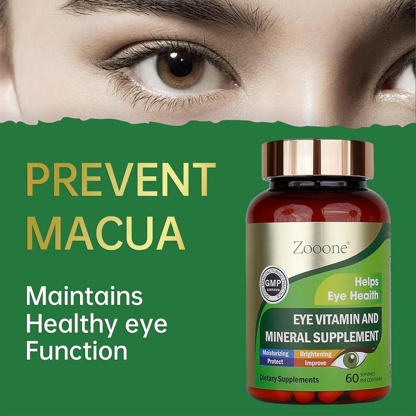 Premium Eye Health Supplements for Adults with Lutein and Zeaxanthin - Enhances Vision, Relieves Eye Strain - 60 Capsules