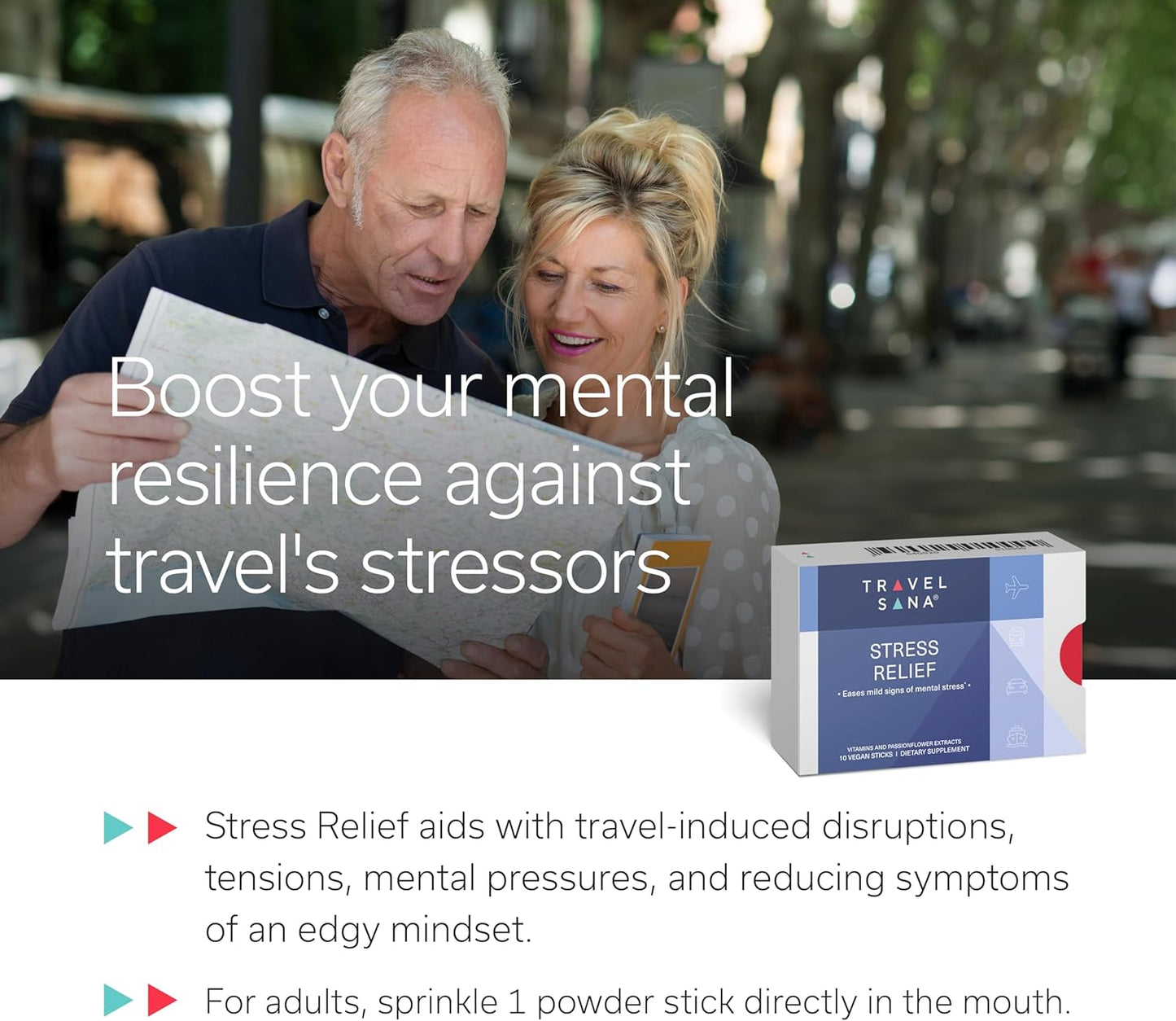 Premium Fast-Acting Stress Relief Supplement with Passionflower 200mg, Vitamin B6 and B12 - 10 Sticks (Pack of 3) for Travelers