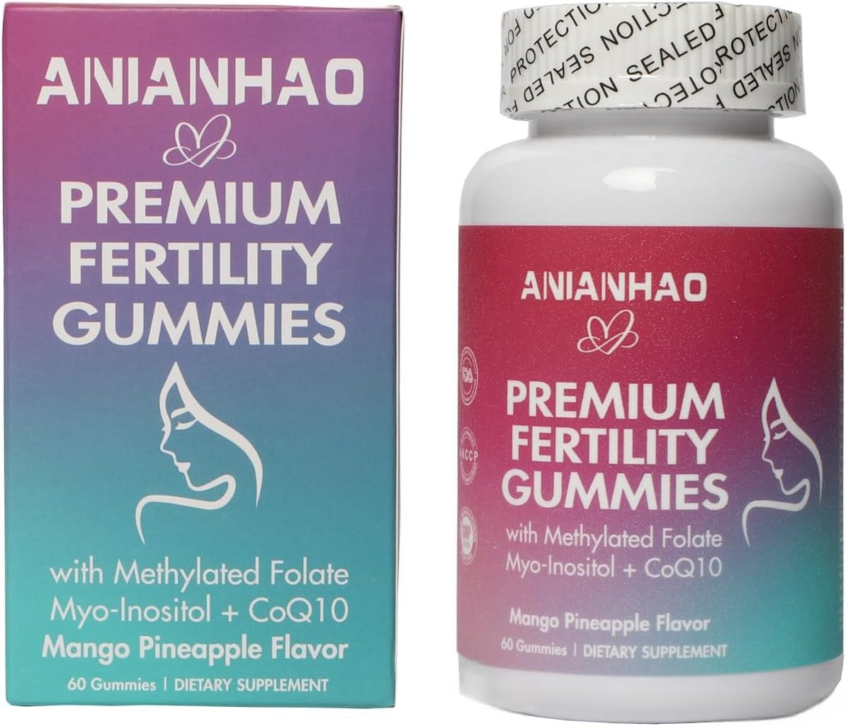 Premium Fertility Gummies for Women with Inositol, CoQ10, Folate - Hormone Balance, Ovulation, Menstrual Cycle - 1 Month Supply
