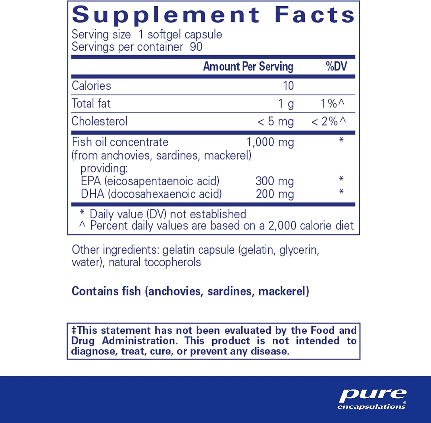 Premium Fish Oil Supplement with Omega 3 for Cardiovascular Health - 90 Softgel Capsules - Pure Encapsulations EPA/DHA Essentials