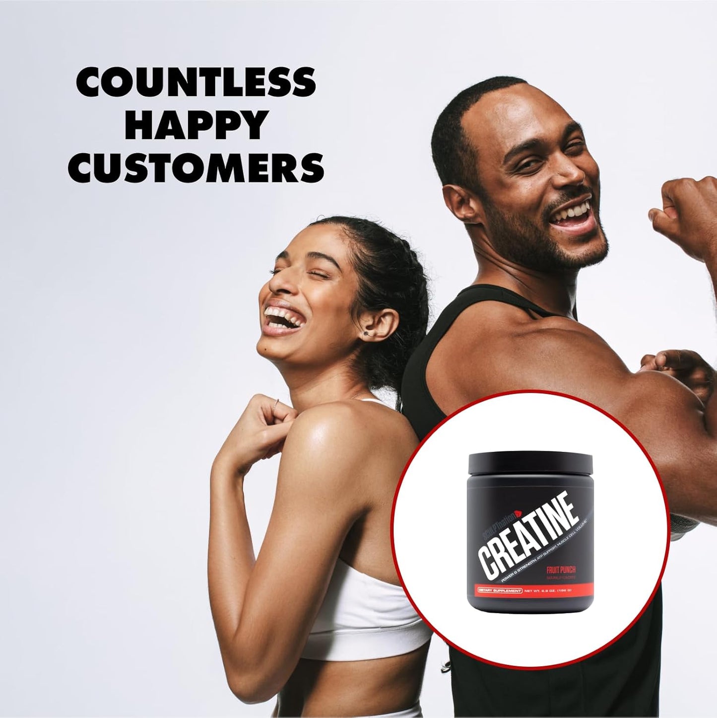 Premium Fruit Punch Flavored Creatine Monohydrate Powder - Supports Muscles, Energy, and Brain Function - 30 Servings