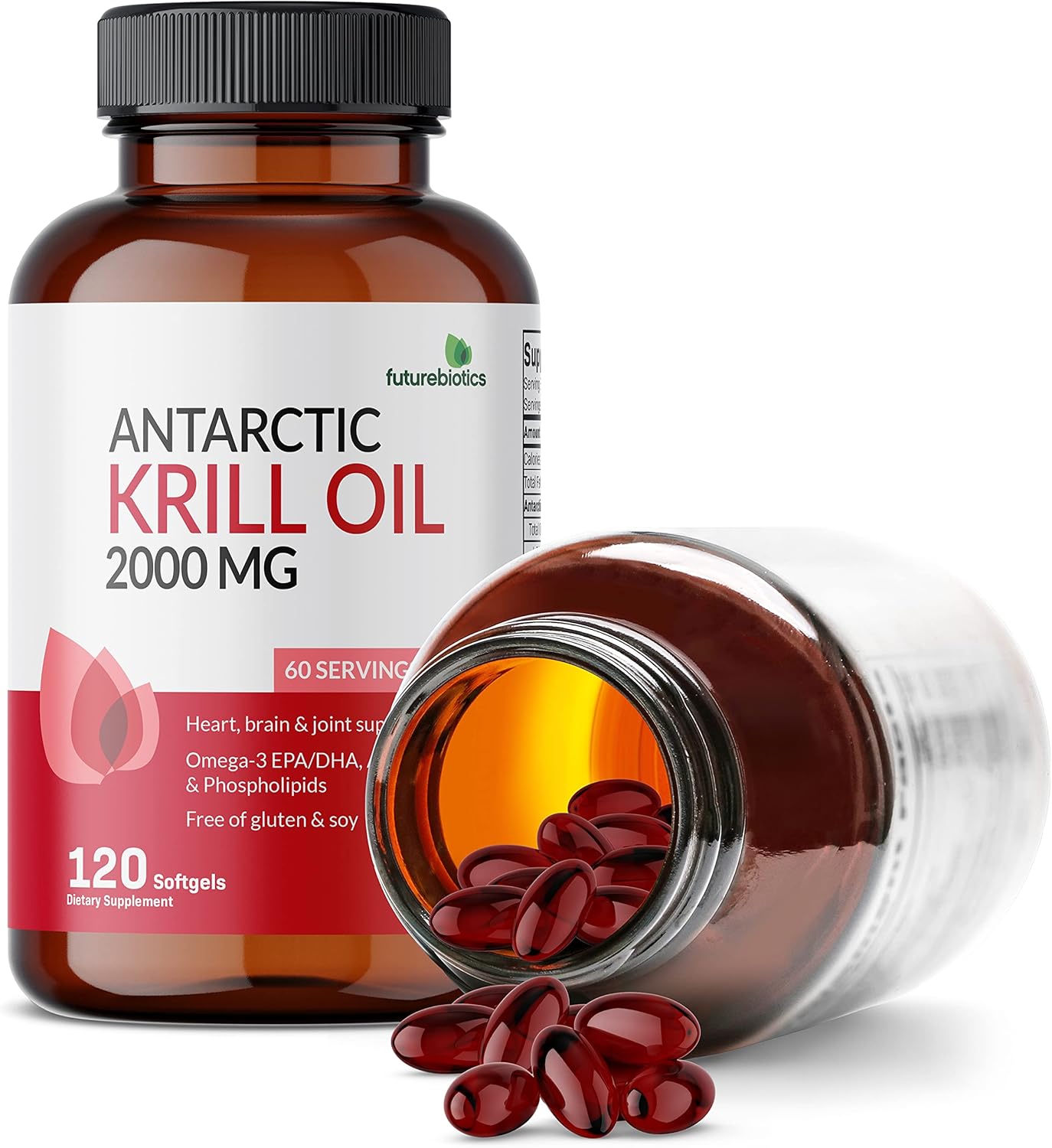Premium Futurebiotics Antarctic Krill Oil 2000mg Softgels with Astaxanthin - Pure Omega-3 EPA, DHA, Phospholipids - Non GMO, Heavy Metal Tested - 120 Count