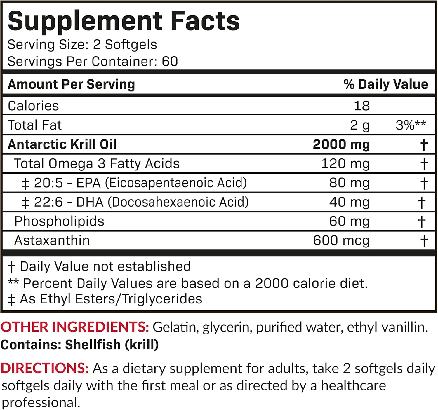 Premium Futurebiotics Antarctic Krill Oil 2000mg Softgels with Astaxanthin - Pure Omega-3 EPA, DHA, Phospholipids - Non GMO, Heavy Metal Tested - 120 Count