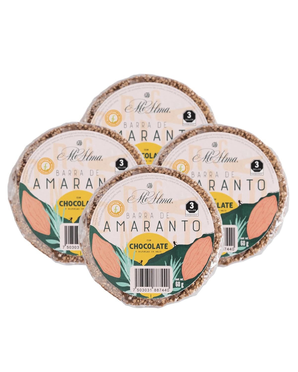 Premium Gluten-Free Amaranth Bar with Chocolate and Corn Flakes - Super Food Snack from Oaxaca, 8.4 oz (4 Pack)