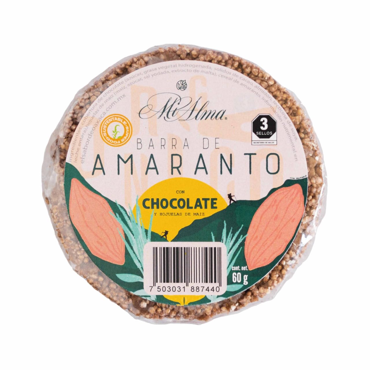 Premium Gluten-Free Amaranth Bar with Chocolate and Corn Flakes - Super Food Snack from Oaxaca, 8.4 oz (4 Pack)