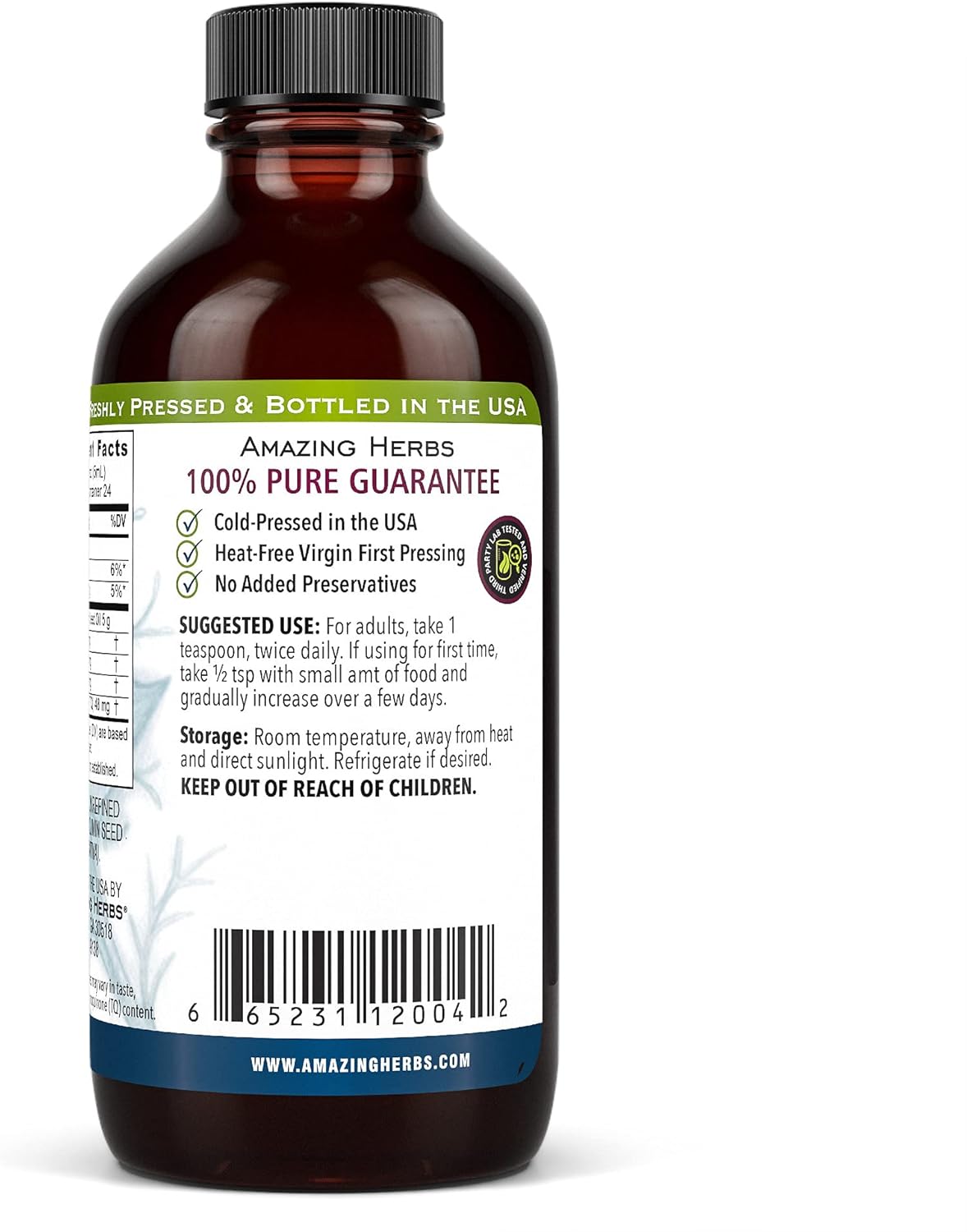Premium Gluten Free Non GMO Cold Pressed Black Seed Oil for Digestive Health, Immune Support, Brain Function - 4 Fl Oz (Pack of 3)
