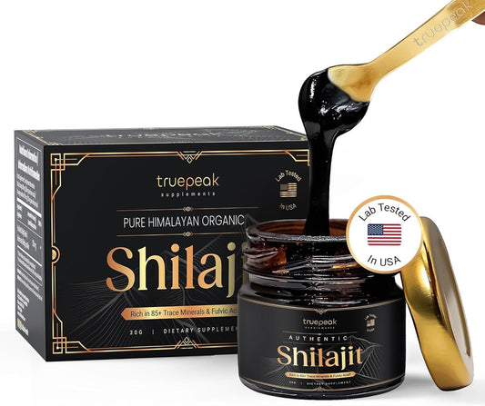 Premium Gold Grade TruePeak Himalayan Shilajit Resin - 500mg Max Potency, 85 Trace Minerals, Fulvic & Humic Acid - Energy & Immune Boost - 30g