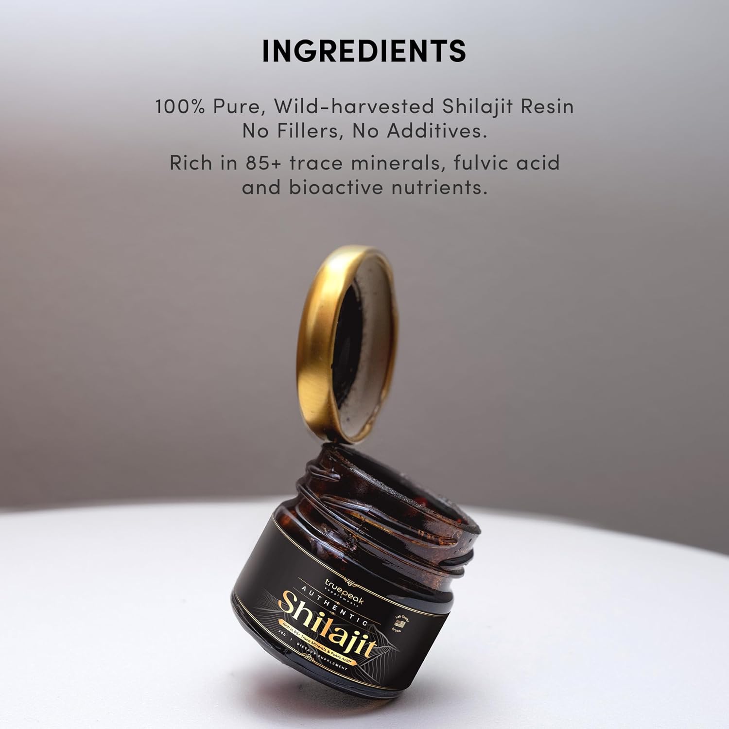Premium Gold Grade TruePeak Himalayan Shilajit Resin - 500mg Max Potency, 85 Trace Minerals, Fulvic & Humic Acid - Energy & Immune Boost - 30g